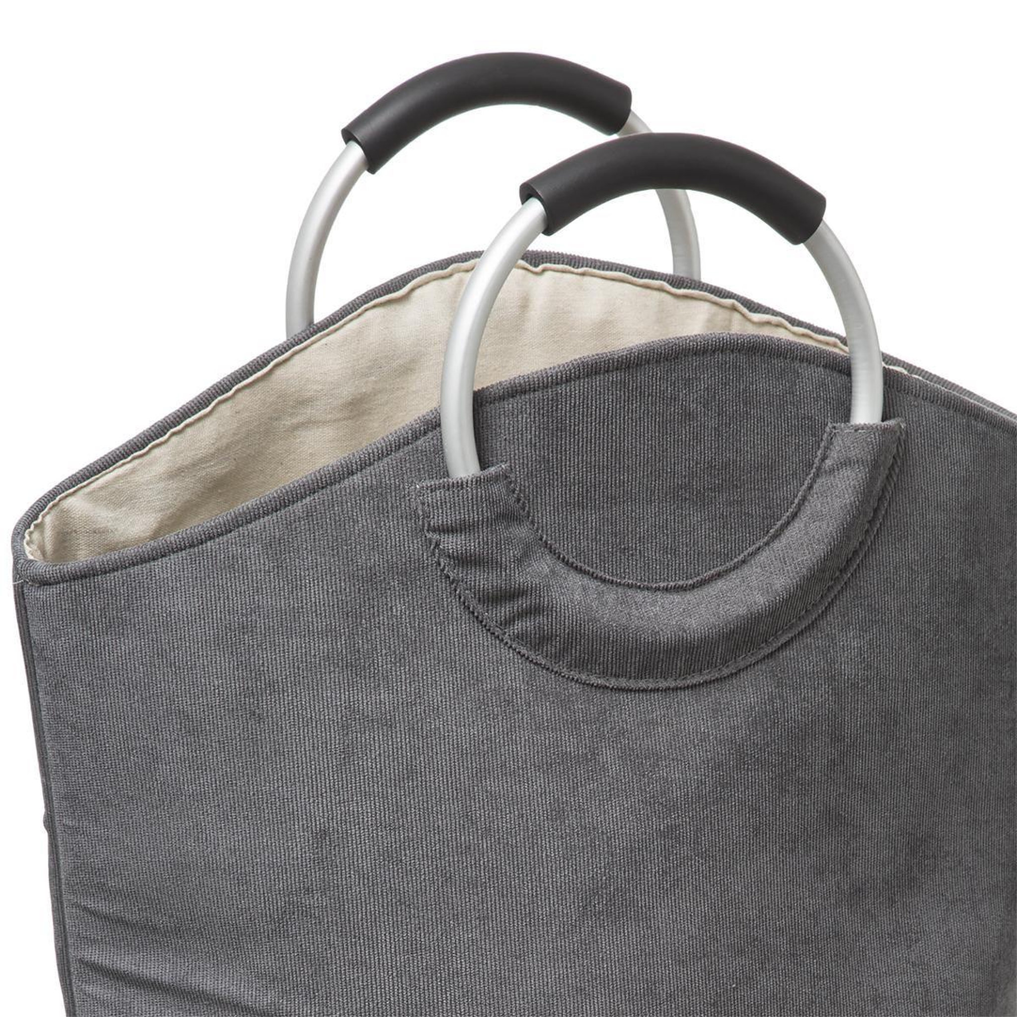 Voir la diapositive 3 : FIVE Panier à linge en velours  trio  60cm gris
