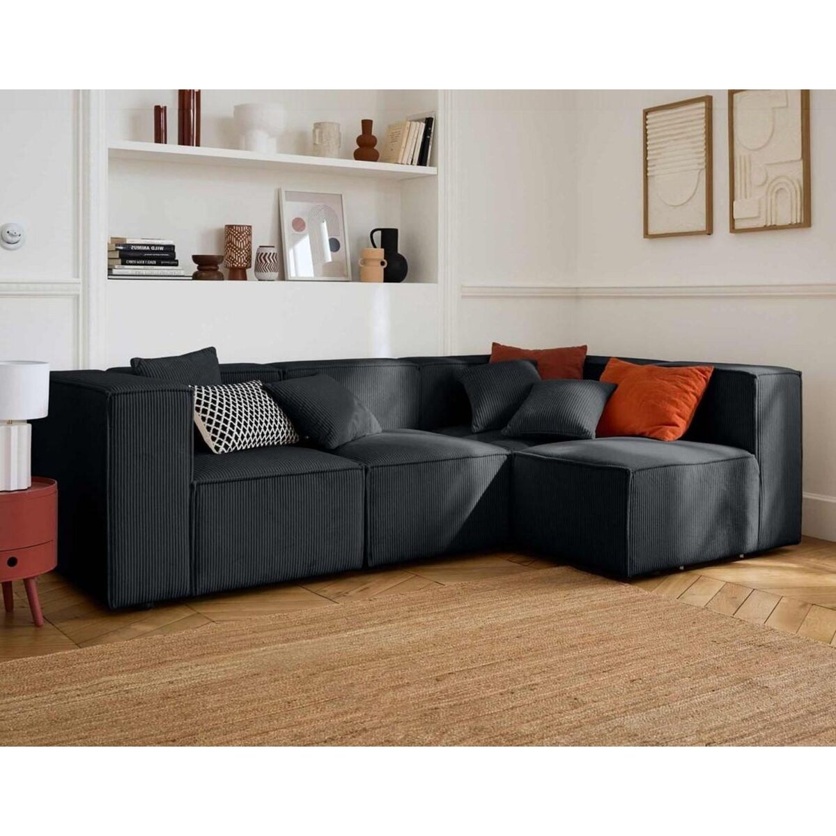 LISA DESIGN Arty - canapé modulable d'angle droit 4 places - en velours côtelé