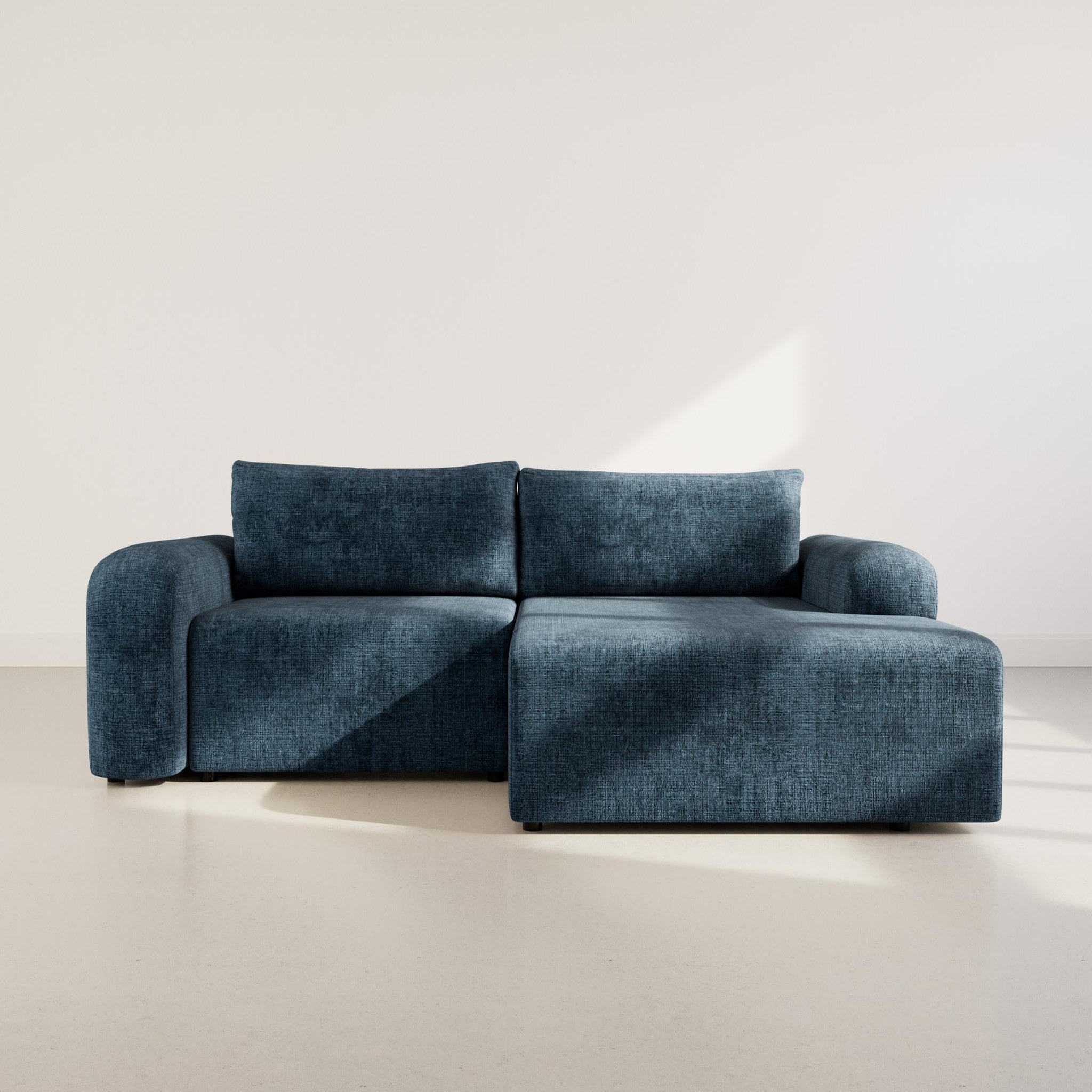 Voir la diapositive 5 : BEST MOBILIER Rebecca - canapé d'angle droit 4 places convertible avec coffre en velours texturé