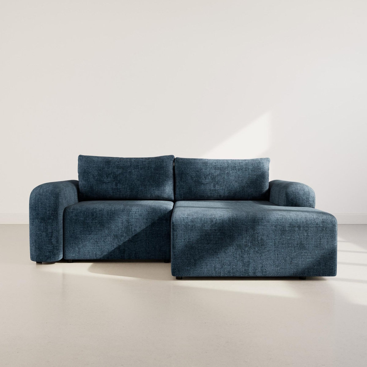 BEST MOBILIER Rebecca - canapé d'angle droit 4 places convertible avec coffre en velours texturé