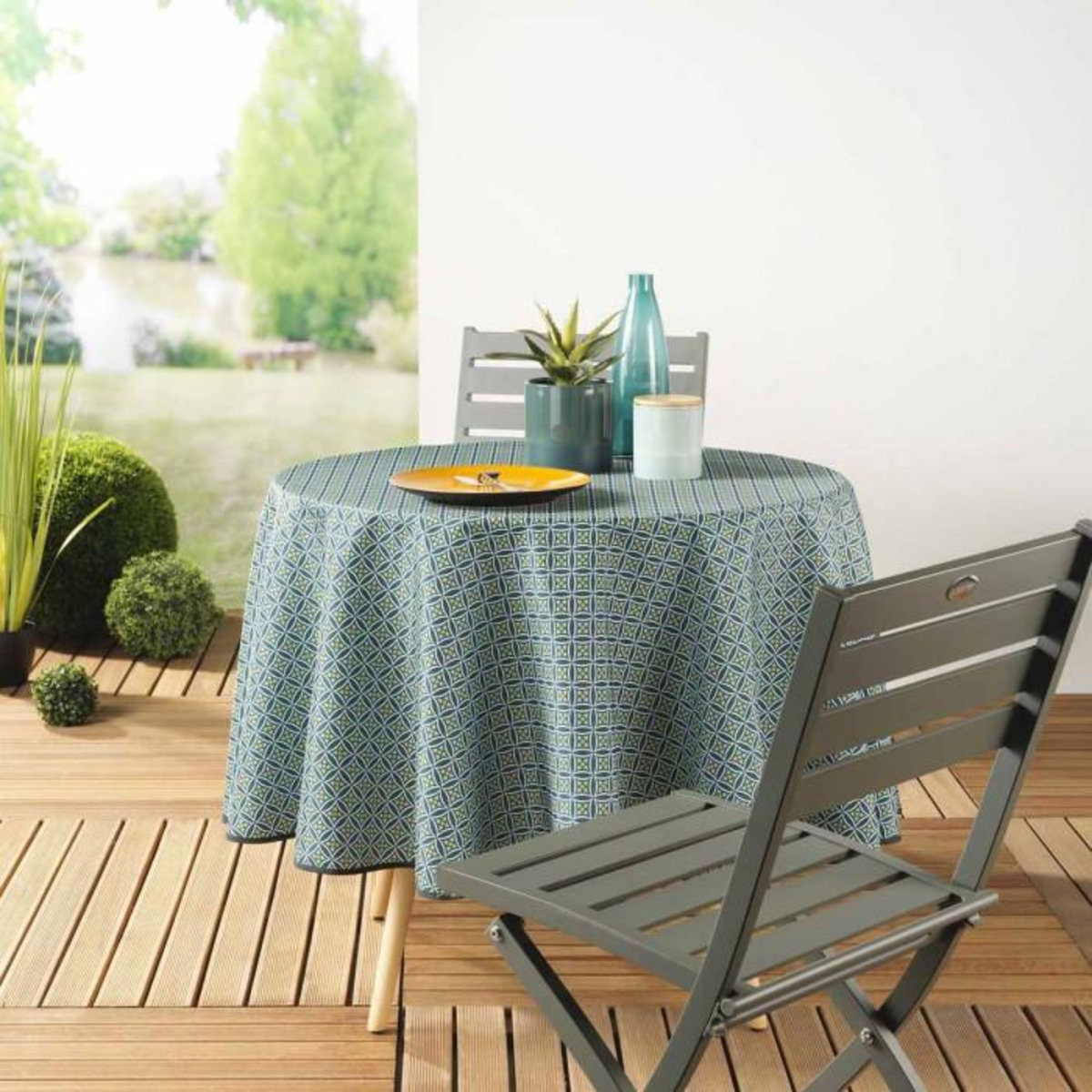 Paris Prix Nappe Ronde Antitache  Havana  180cm Kaki