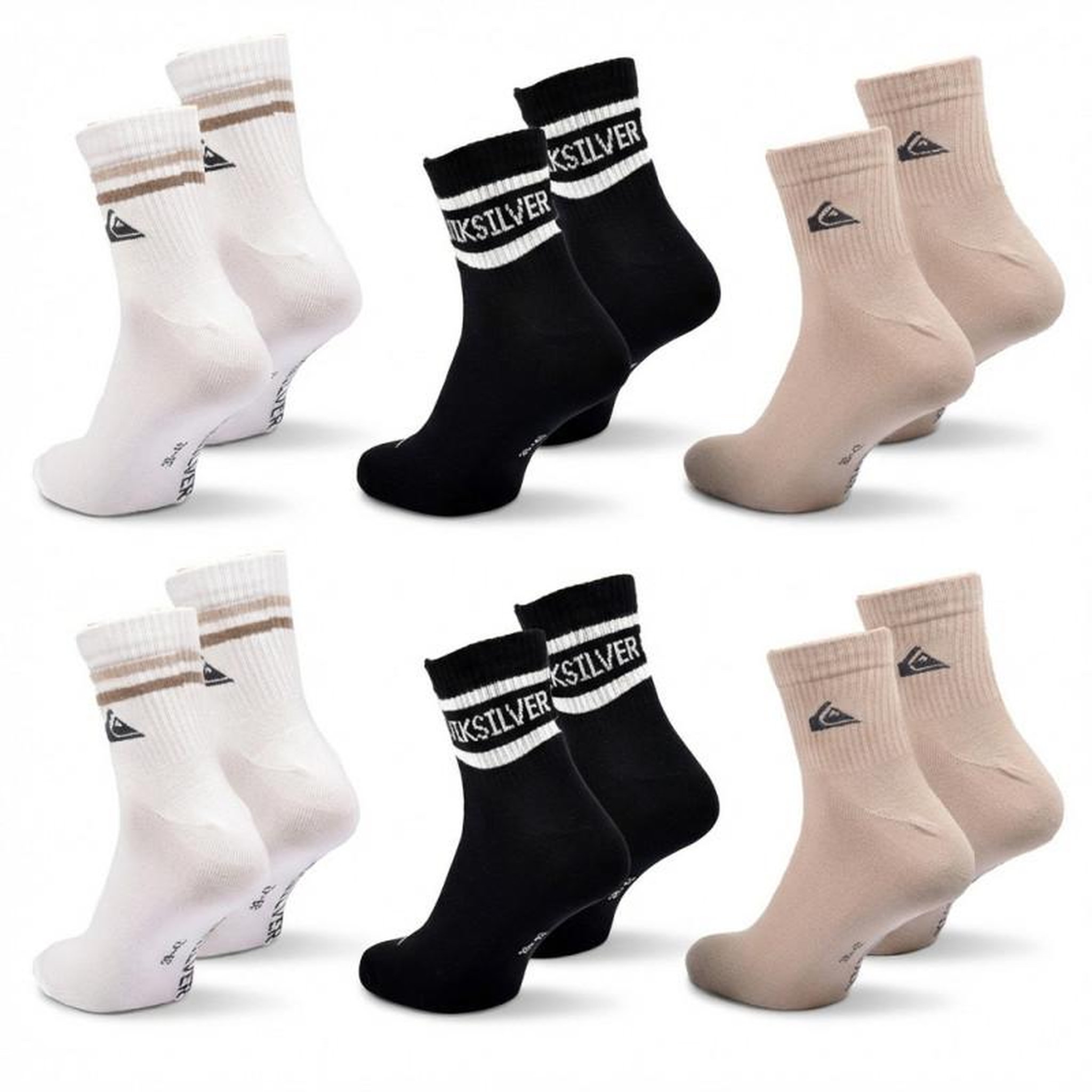 Voir la diapositive 4 : QUIKSILVER Quiksilver Pack de Chaussettes Homme QUARTER– Lot 6 Paires Sport