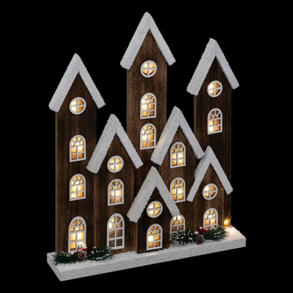 ATMOSPHERA Village Lumineux décoratif  Neige  40cm Marron
