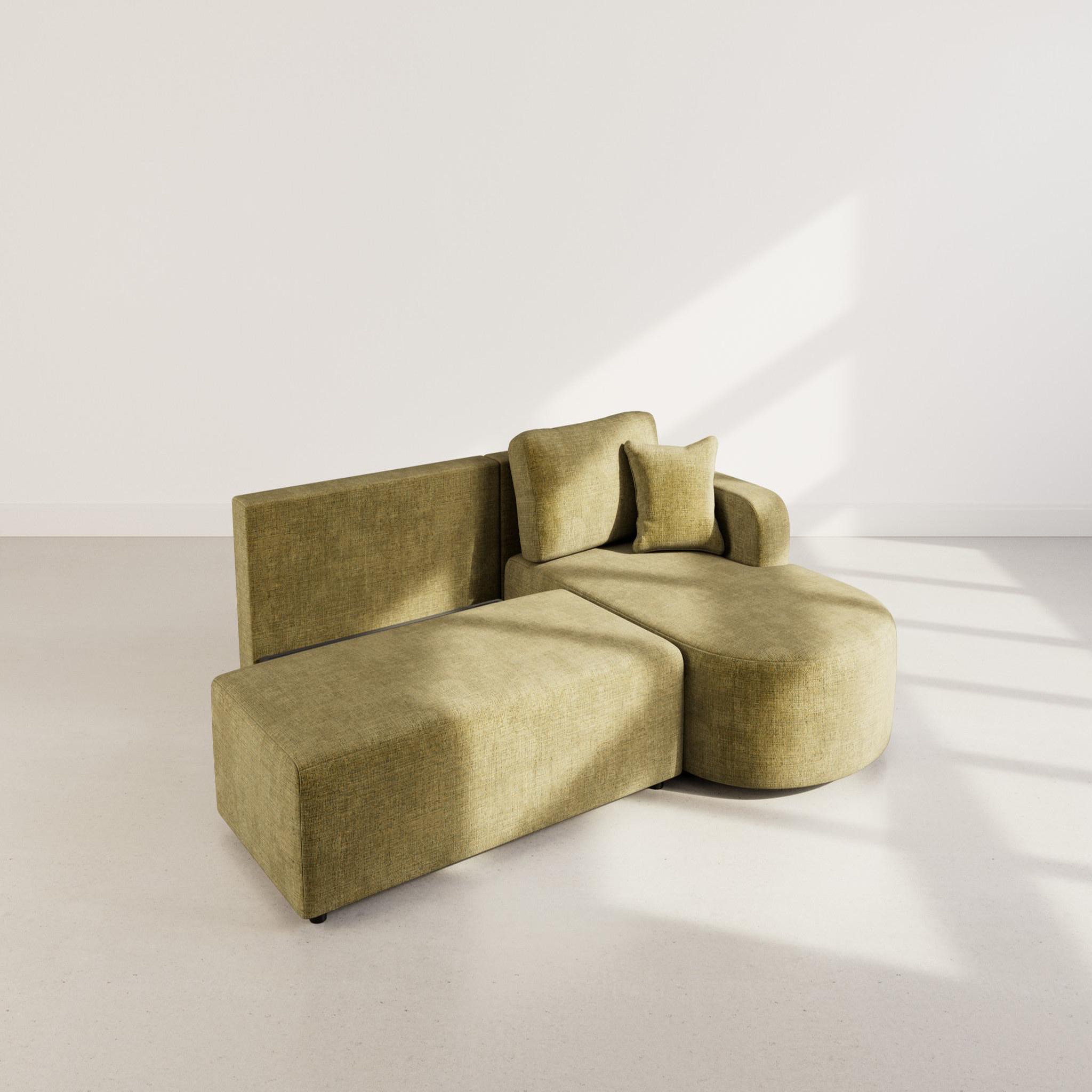 Voir la diapositive 3 : BEST MOBILIER Miro - canapé d'angle droit 4 places convertible avec coffre en velours texturé