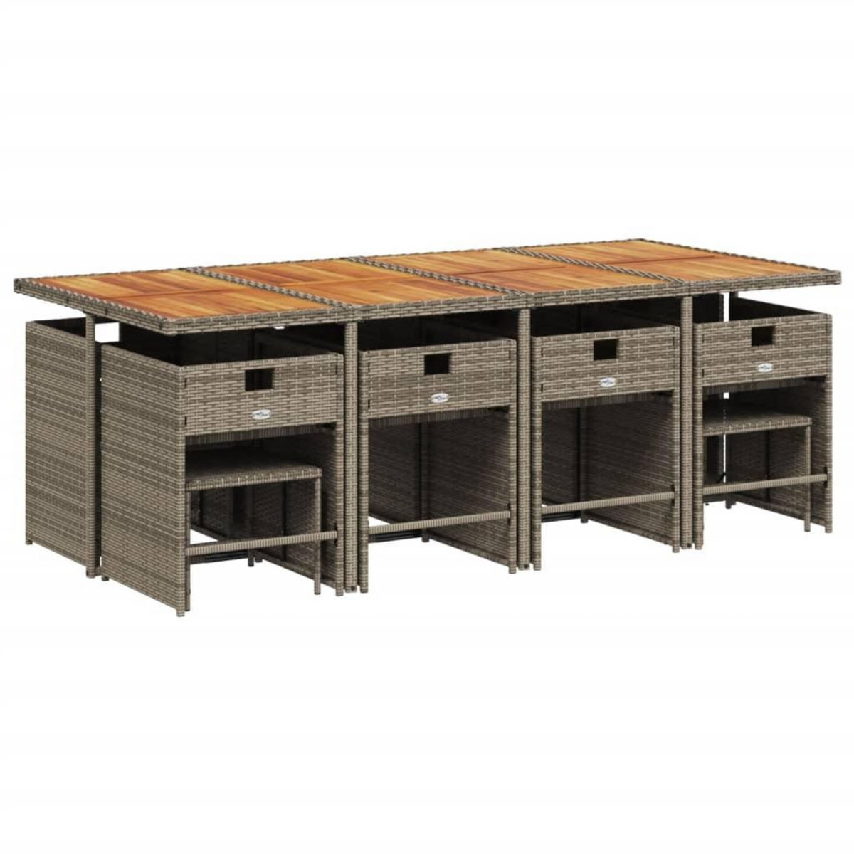 VIDAXL Ensemble a manger de jardin coussins 13 pcs gris resine tressee