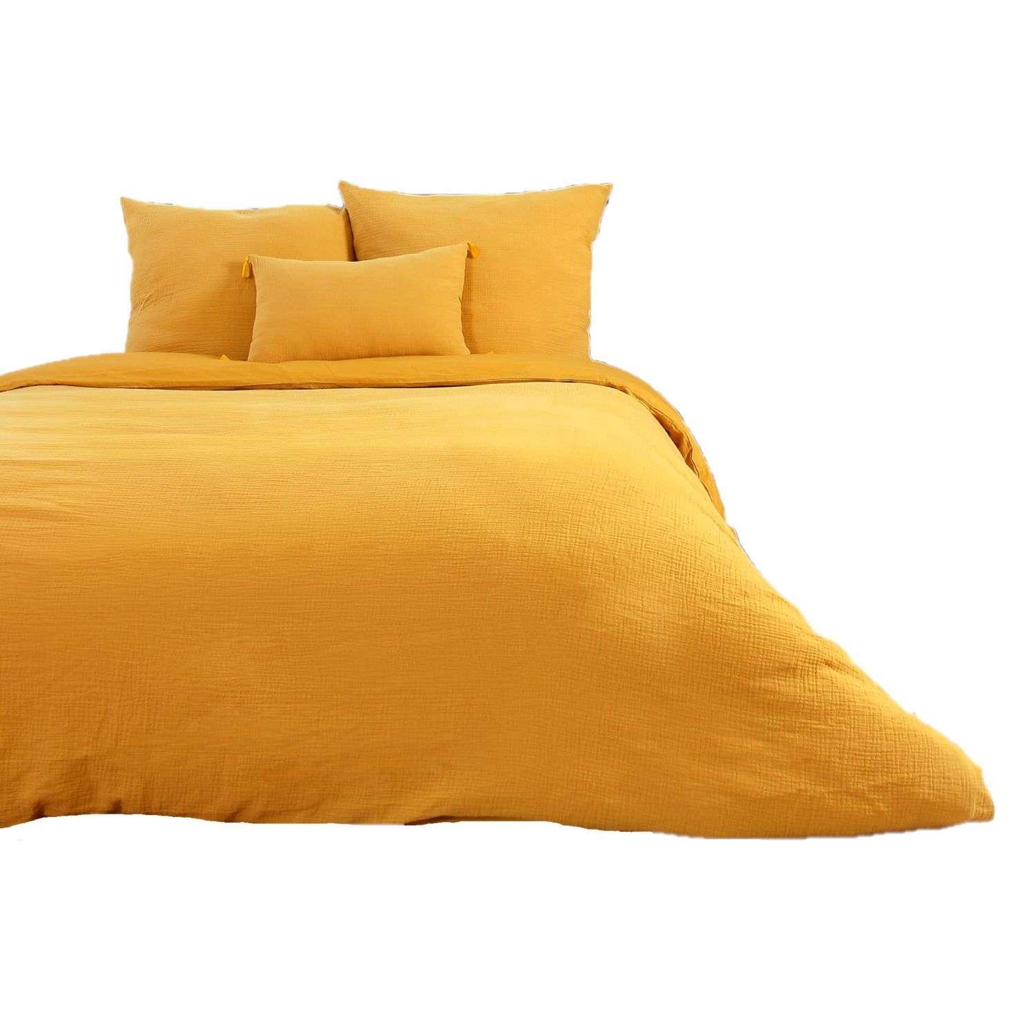 Voir la diapositive 1 : COTE DECO Parure de lit - Double gaze de coton