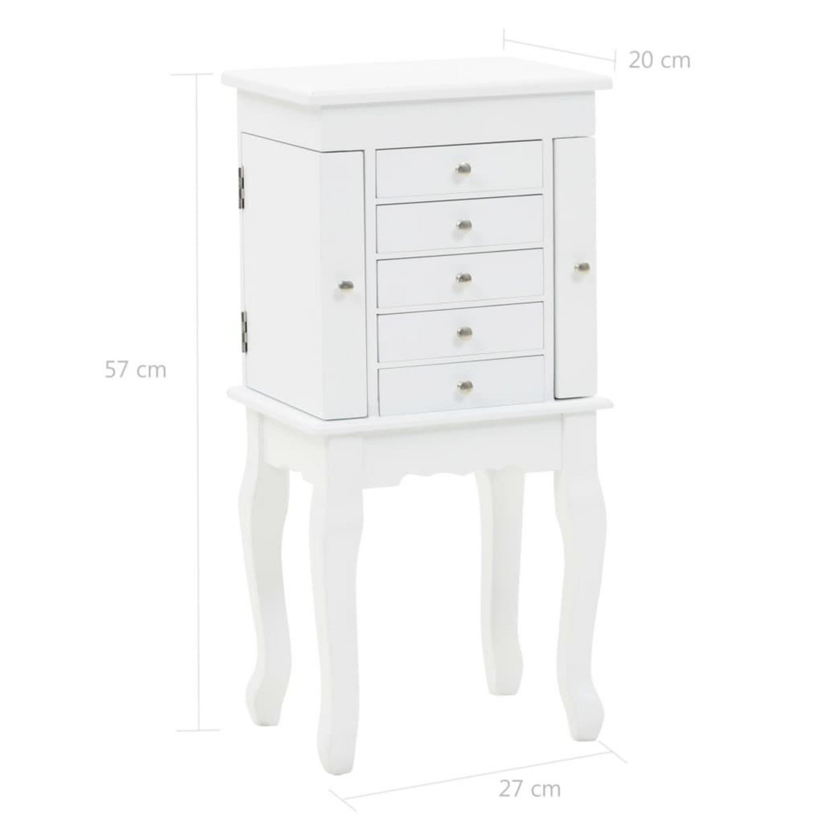 VIDAXL Armoire a bijoux sur pieds Blanc