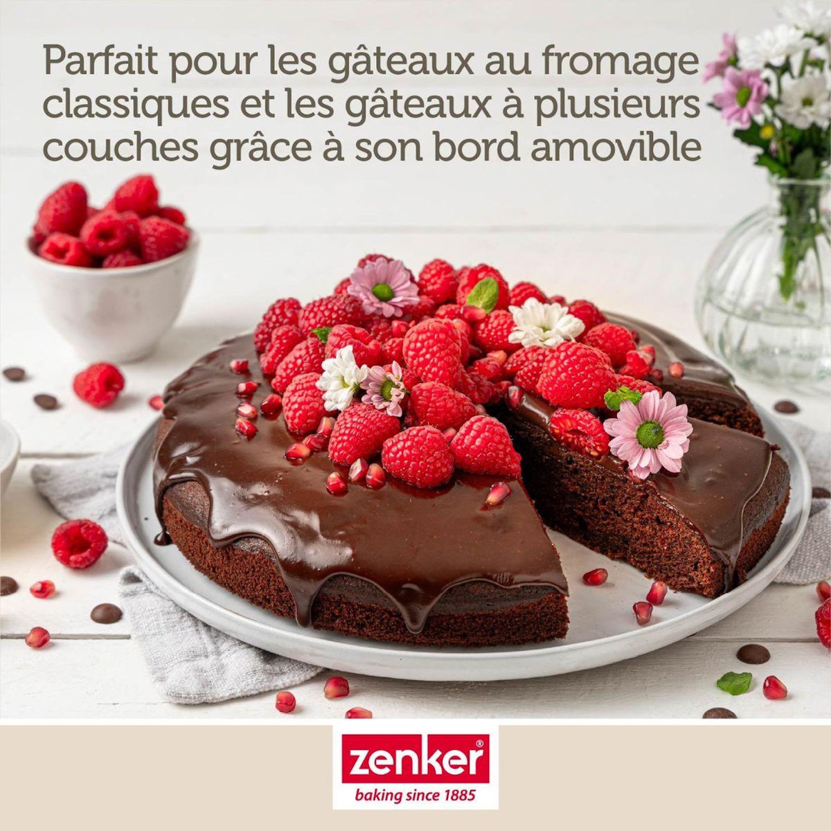 ZENKER Lot avec 1 Moule à manqué à charnière 24 cm, 1 spatule Zenker et 2 bols à mixer en inox Fackelmann