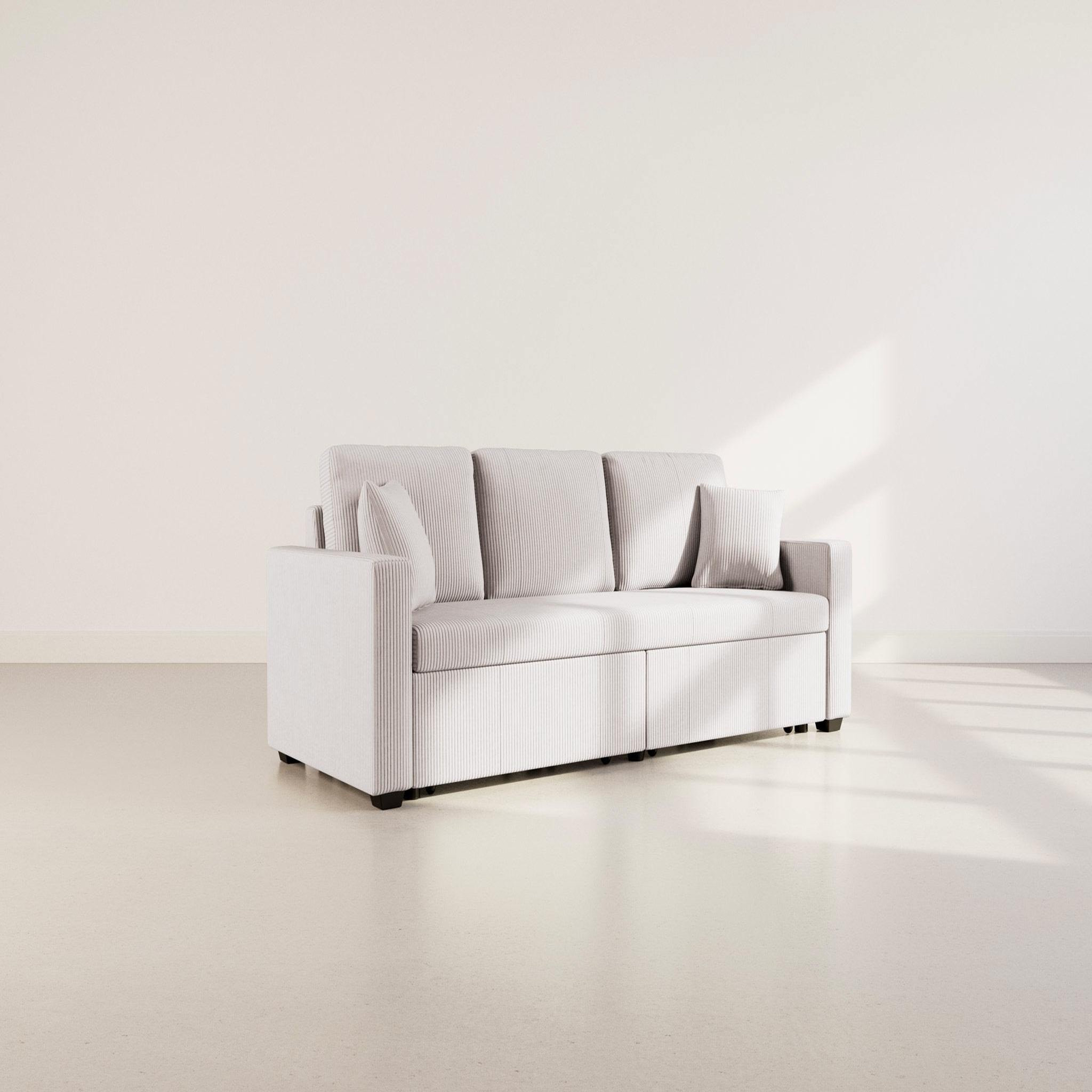 Voir la diapositive 2 : BEST MOBILIER Cyrus - canapé droit 3 places convertible en velours côtelé
