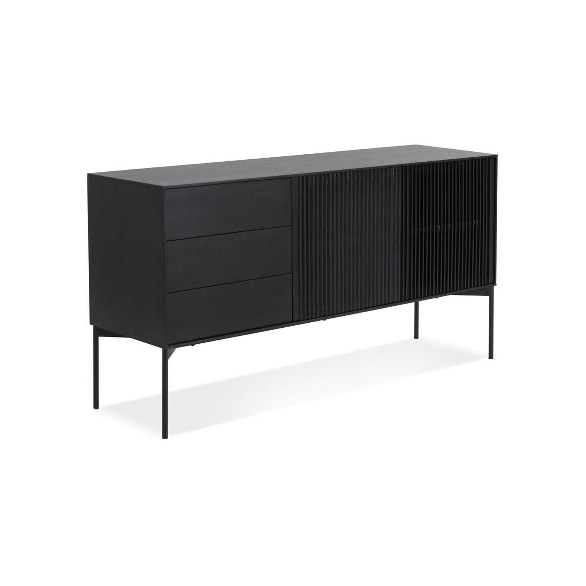 Voir la diapositive 1 : Paris Prix Buffet 3 tiroirs & 2 portes design  lasco  160cm noir