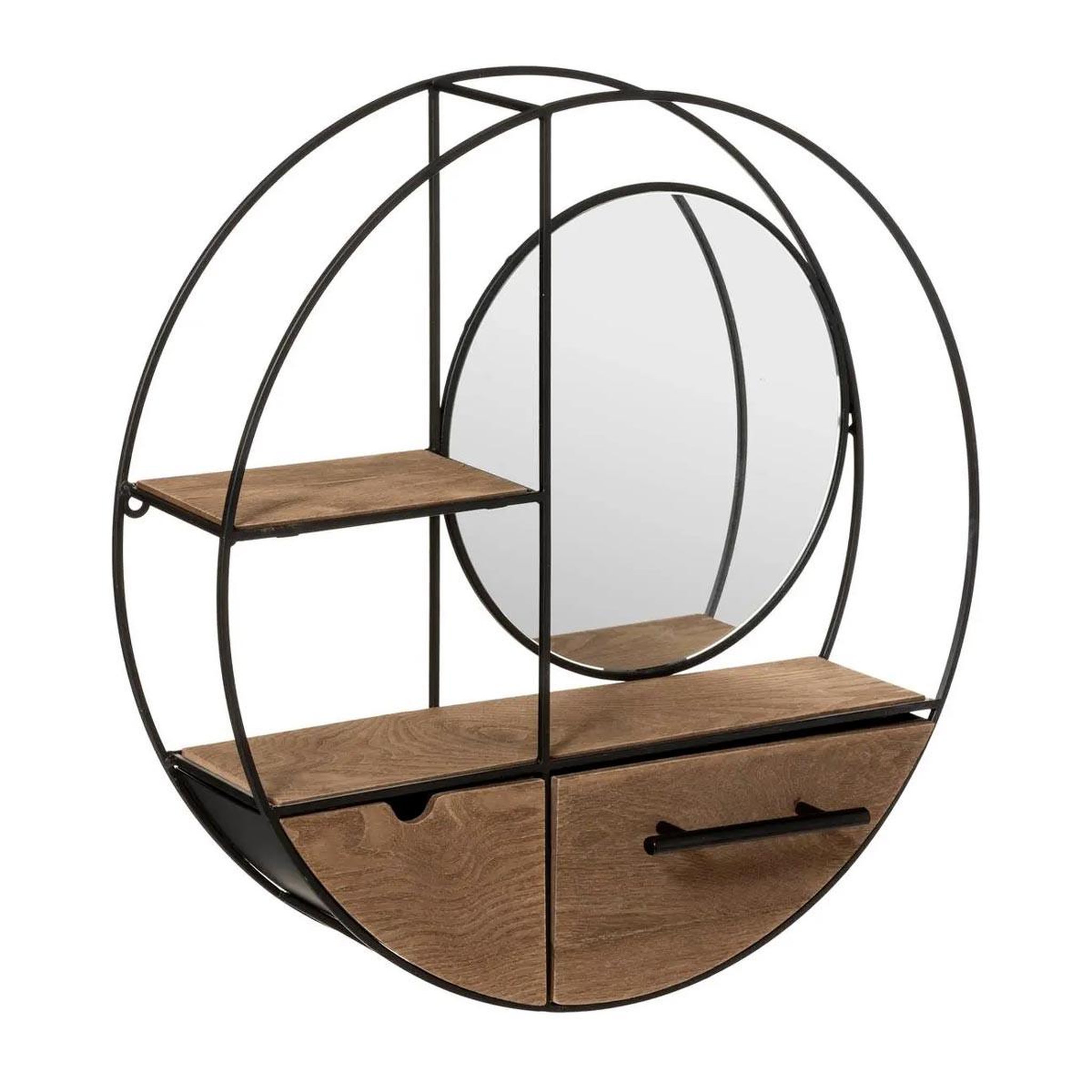 Voir la diapositive 1 : ATMOSPHERA Étagère murale 2 tiroirs  reto  50cm naturel & noir