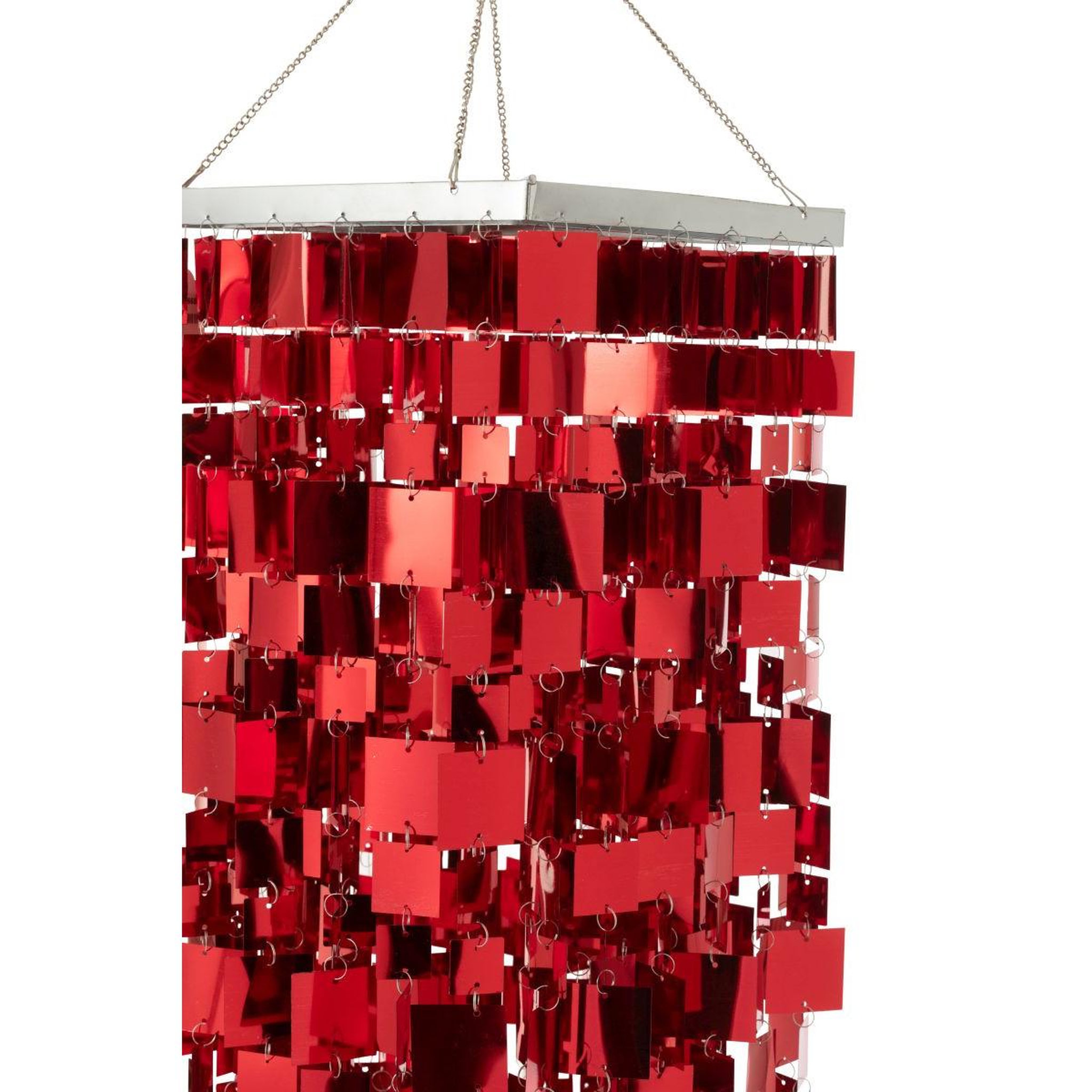 Voir la diapositive 3 : J-LINE Abat-jour suspension design  disco  122cm rouge