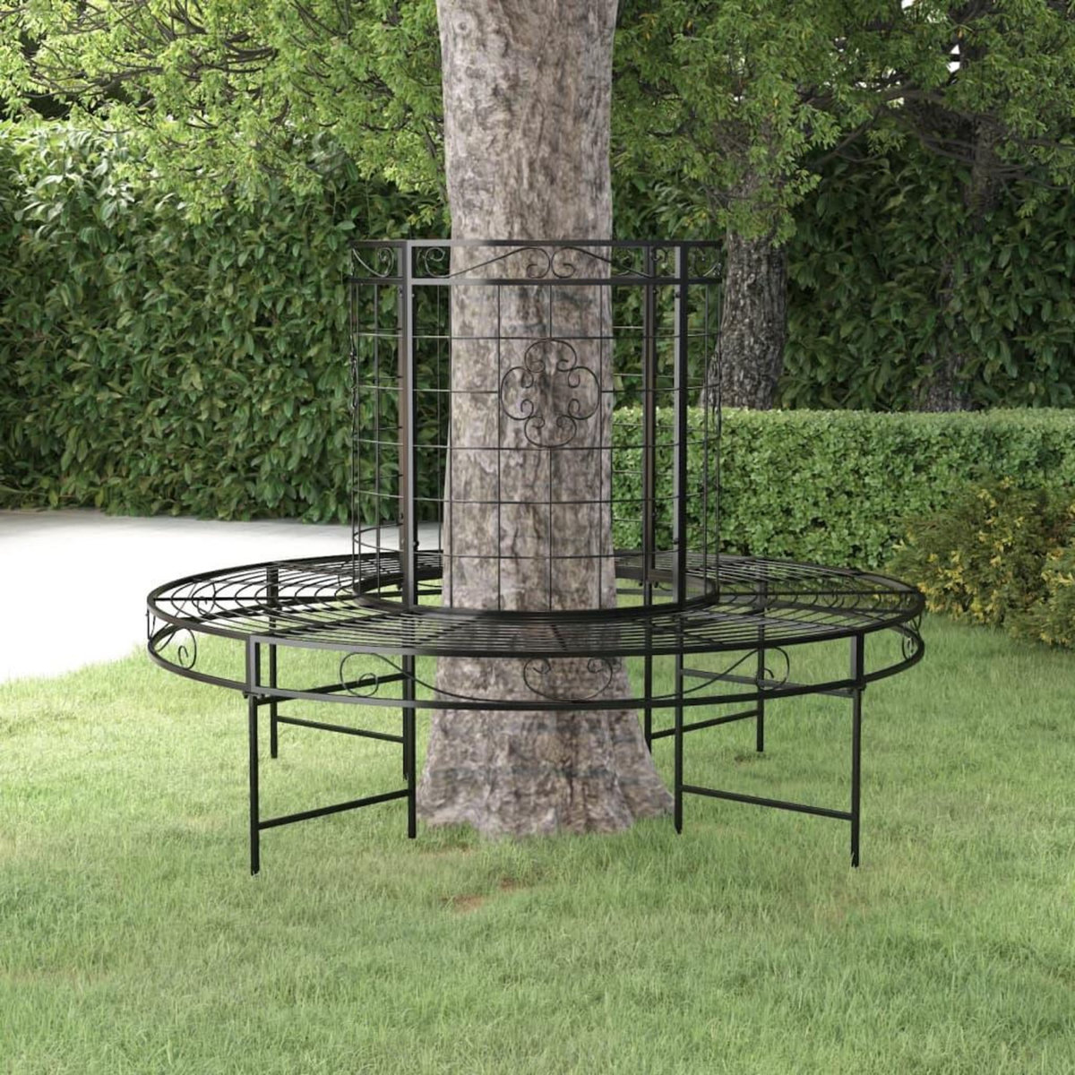VIDAXL Banc circulaire tour d'arbre Ø137 cm Noir Acier