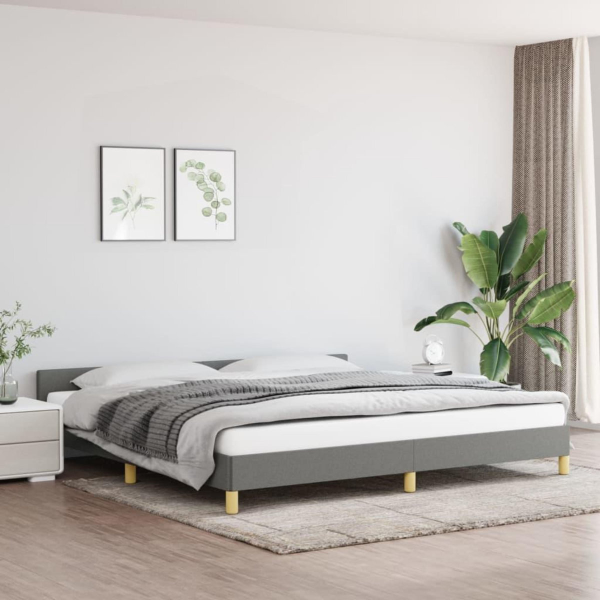VIDAXL Cadre de lit sans matelas gris fonce 200x200 cm tissu