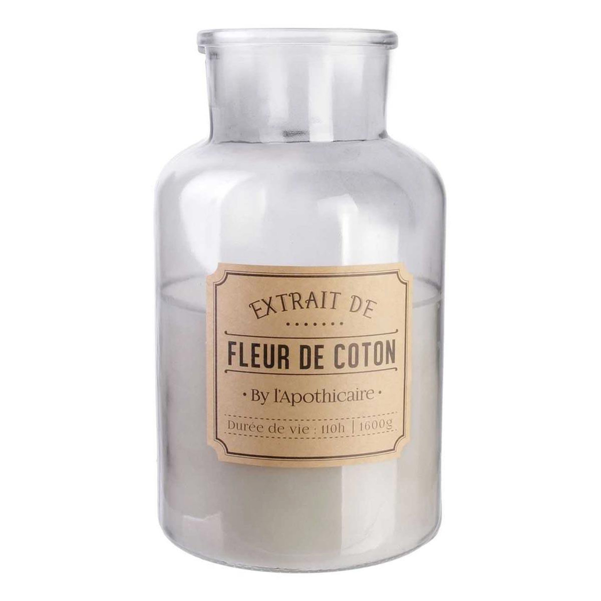 The Home Deco Factory Bougie parfumée déco  apothicaire  1600g fleur de coton