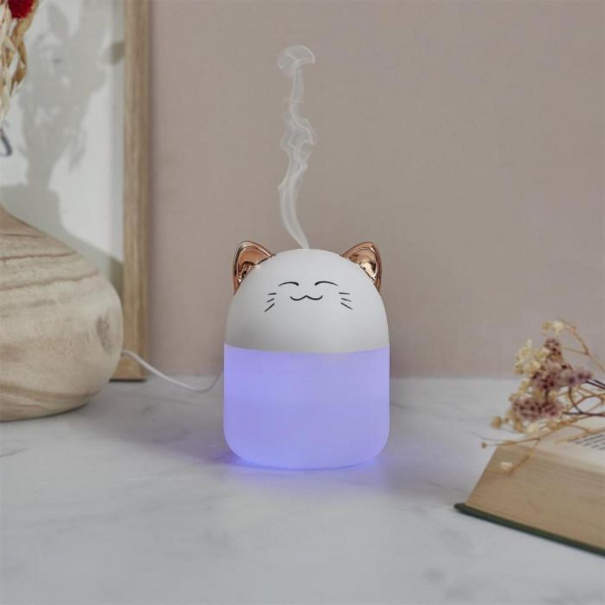 Paris Prix Diffuseur de Parfum LED  Chat  200ml Blanc