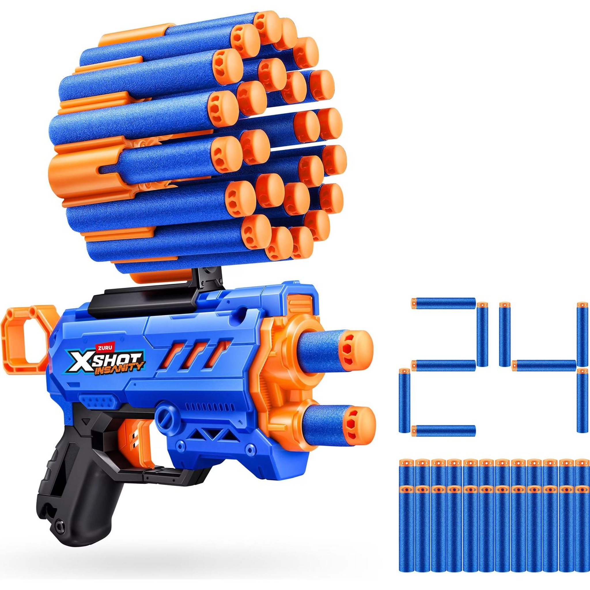 Voir la diapositive 2 : ZURU Micro-blaster XShot Insanity avec 24 fléchettes