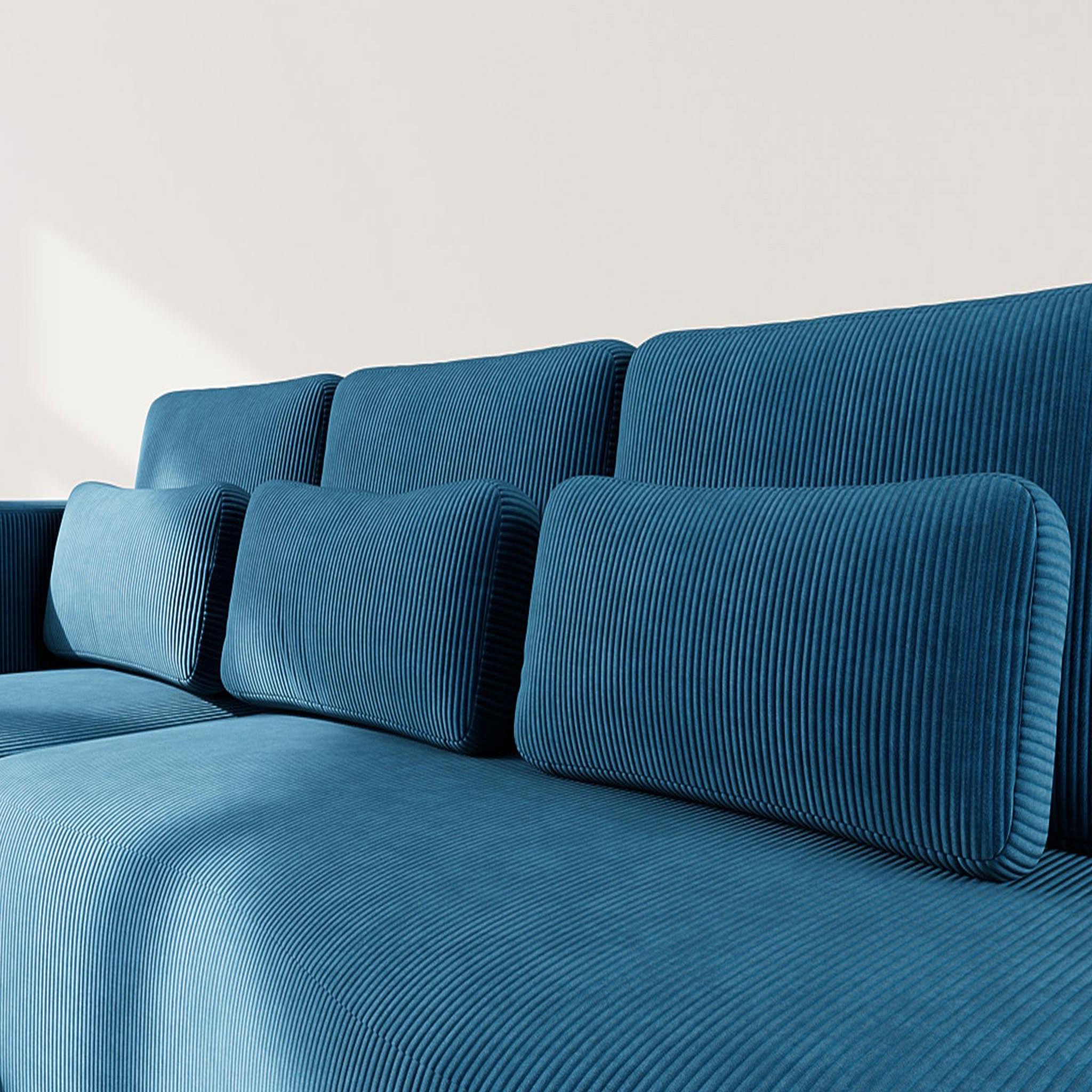 Voir la diapositive 4 : BEST MOBILIER Mahina - canapé d'angle gauche 4 places convertible avec coffre en velours côtelé