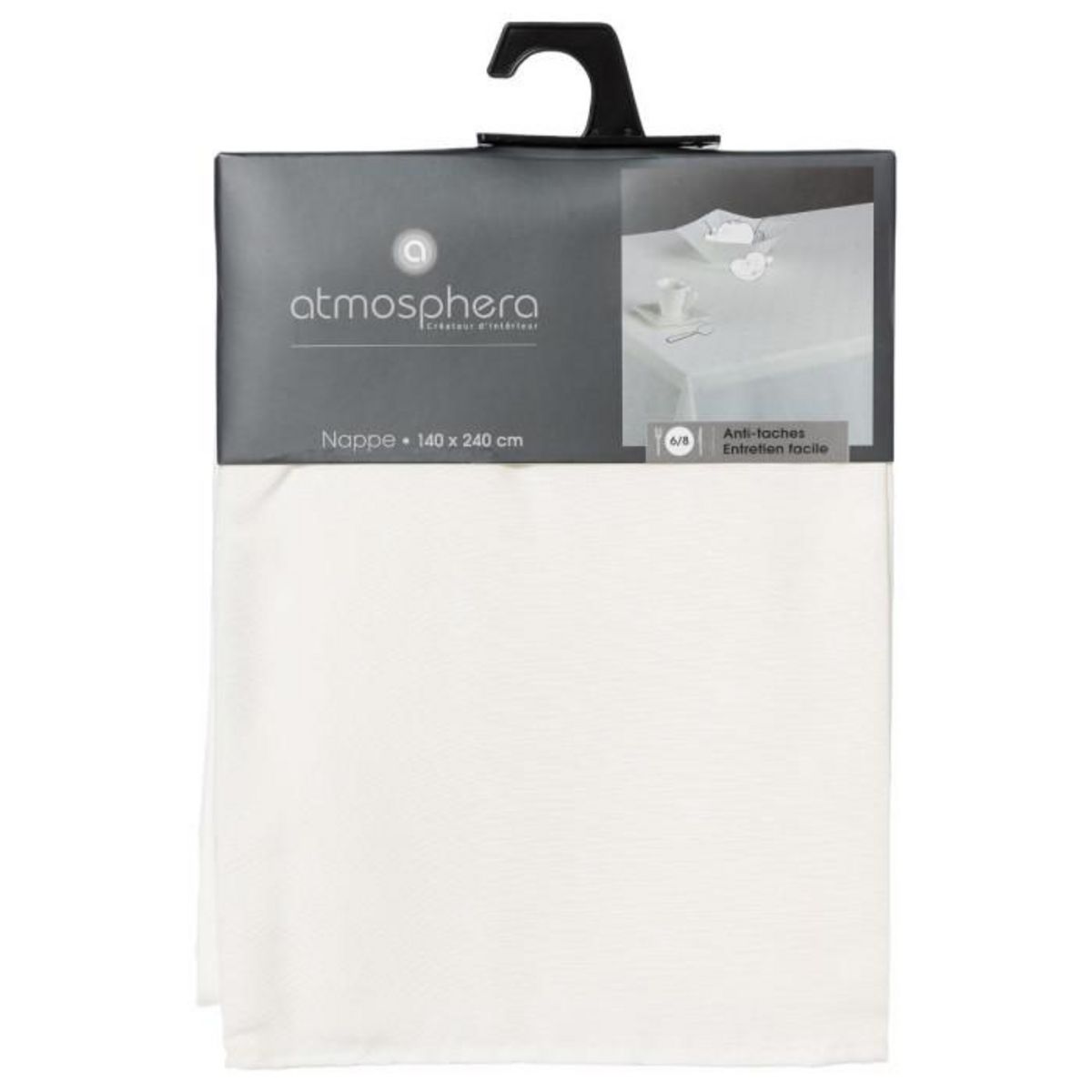 SECRET DE GOURMET Nappe Antitache  Jacquard Carré  140x240cm Ivoire