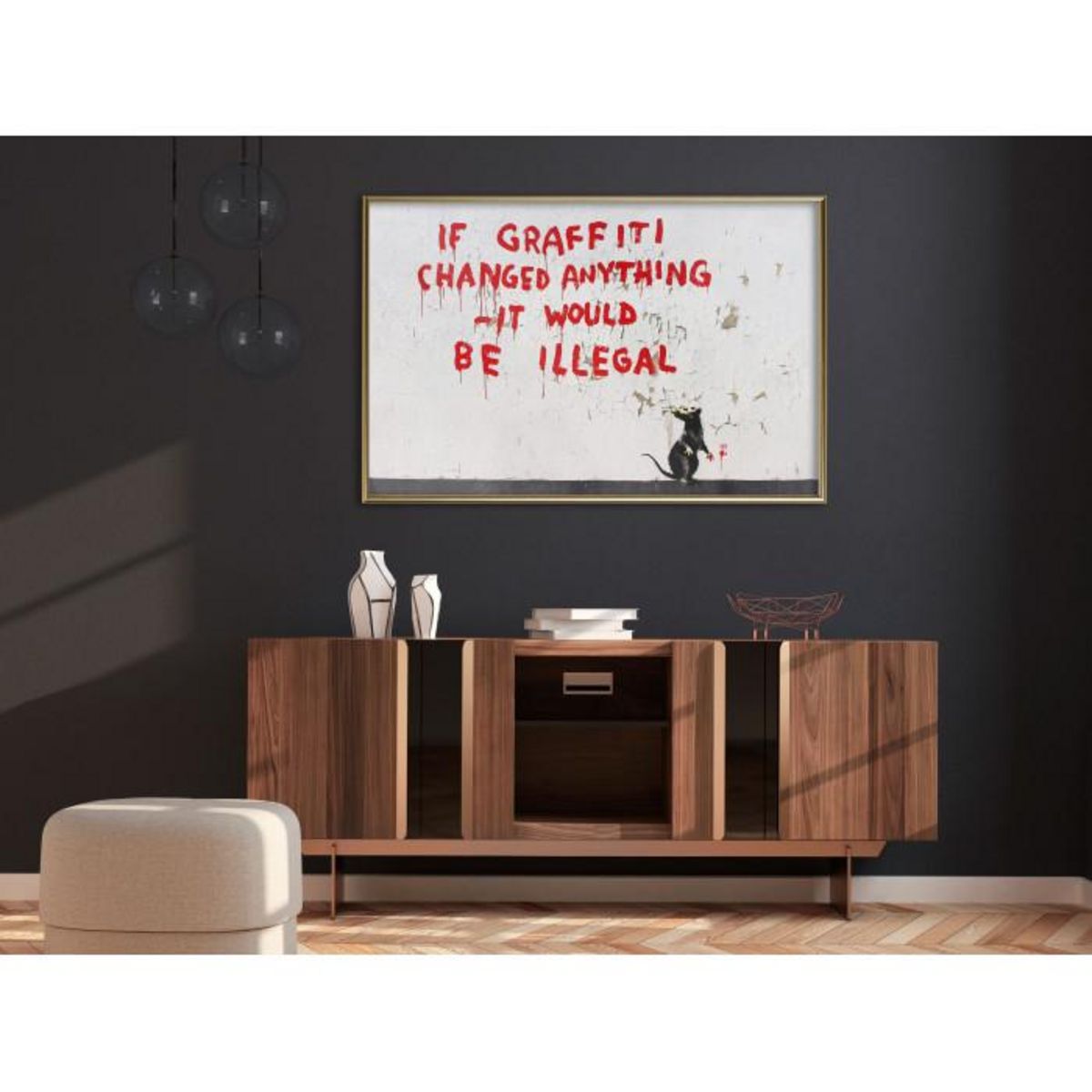 Paris Prix Affiche Murale Encadrée  Banksy If Graffiti Changed Anything