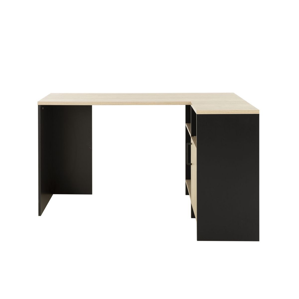 Bureau d'angle droit style indutriel avec rangement L136cm CHELSEA