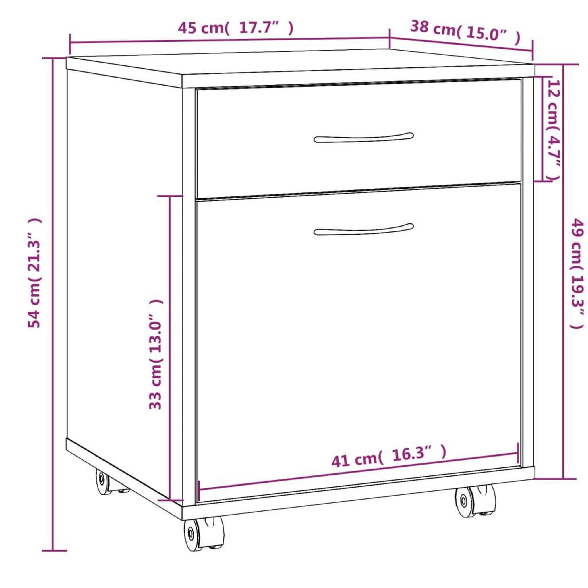 Voir la diapositive 6 : VIDAXL Armoire roulante Sonoma gris 45x38x54 cm Bois d'ingenierie