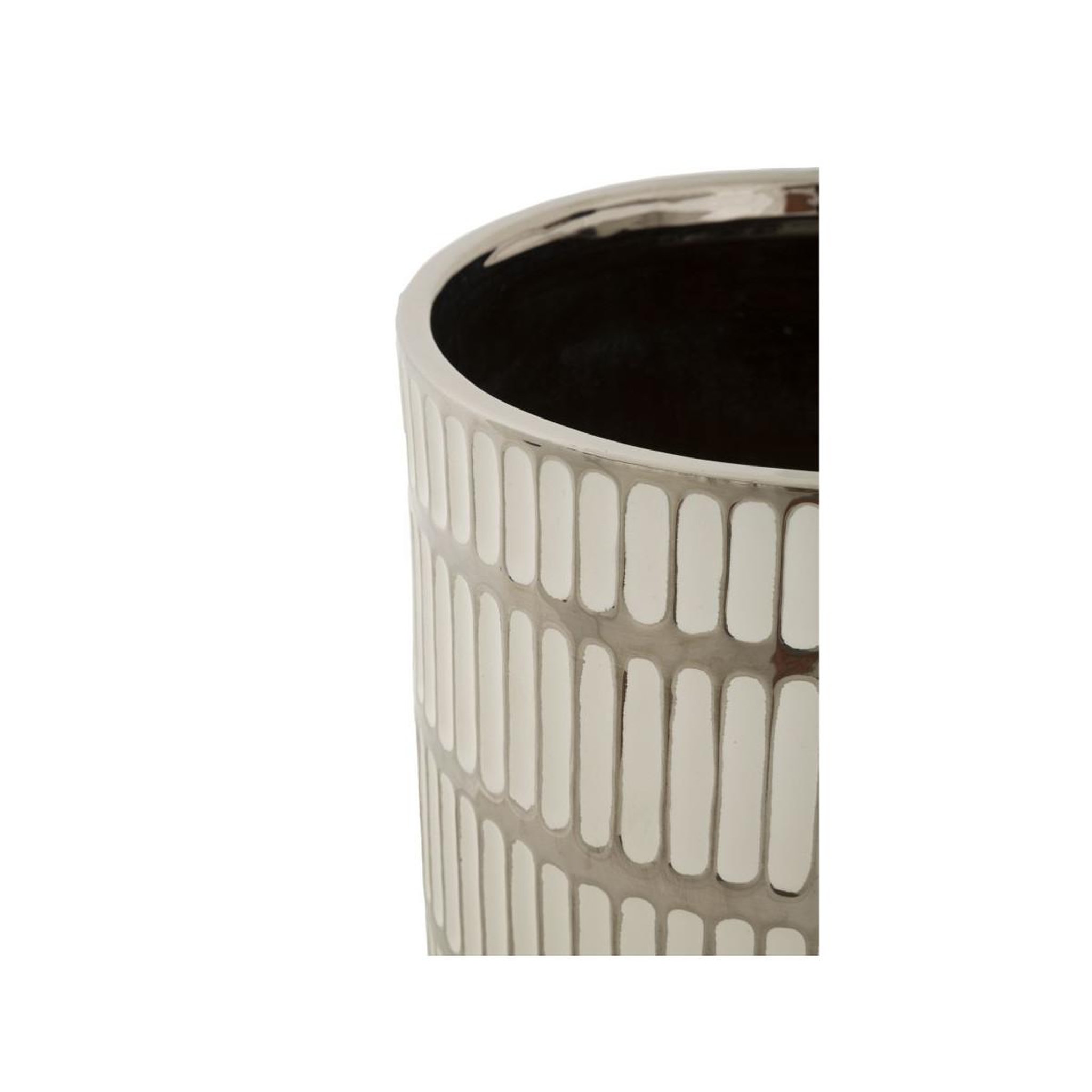 Voir la diapositive 4 : Paris Prix Lot de 2 vases en céramique  ray  24cm blanc & argent