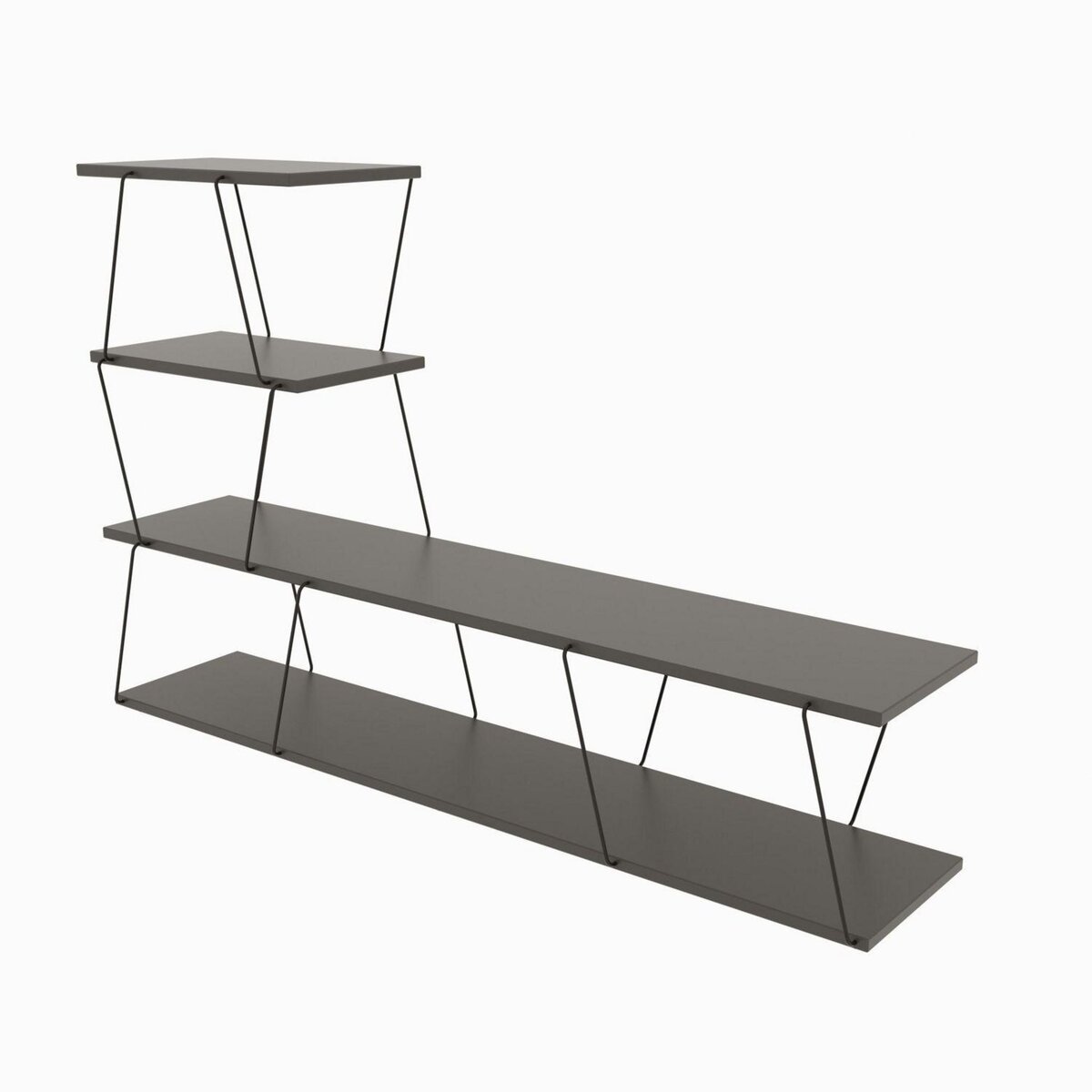 TOILINUX Meuble TV suspendu en bois et métal VICTOR