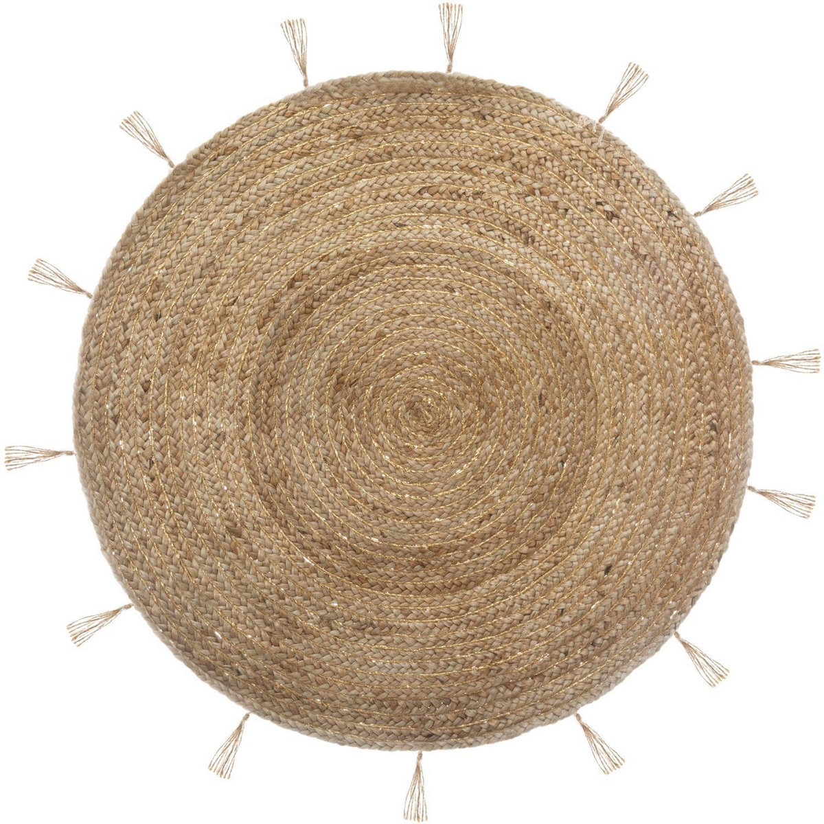 ATMOSPHERA Tapis à franges rond en jute Cosy - Diam. 80 cm - Beige