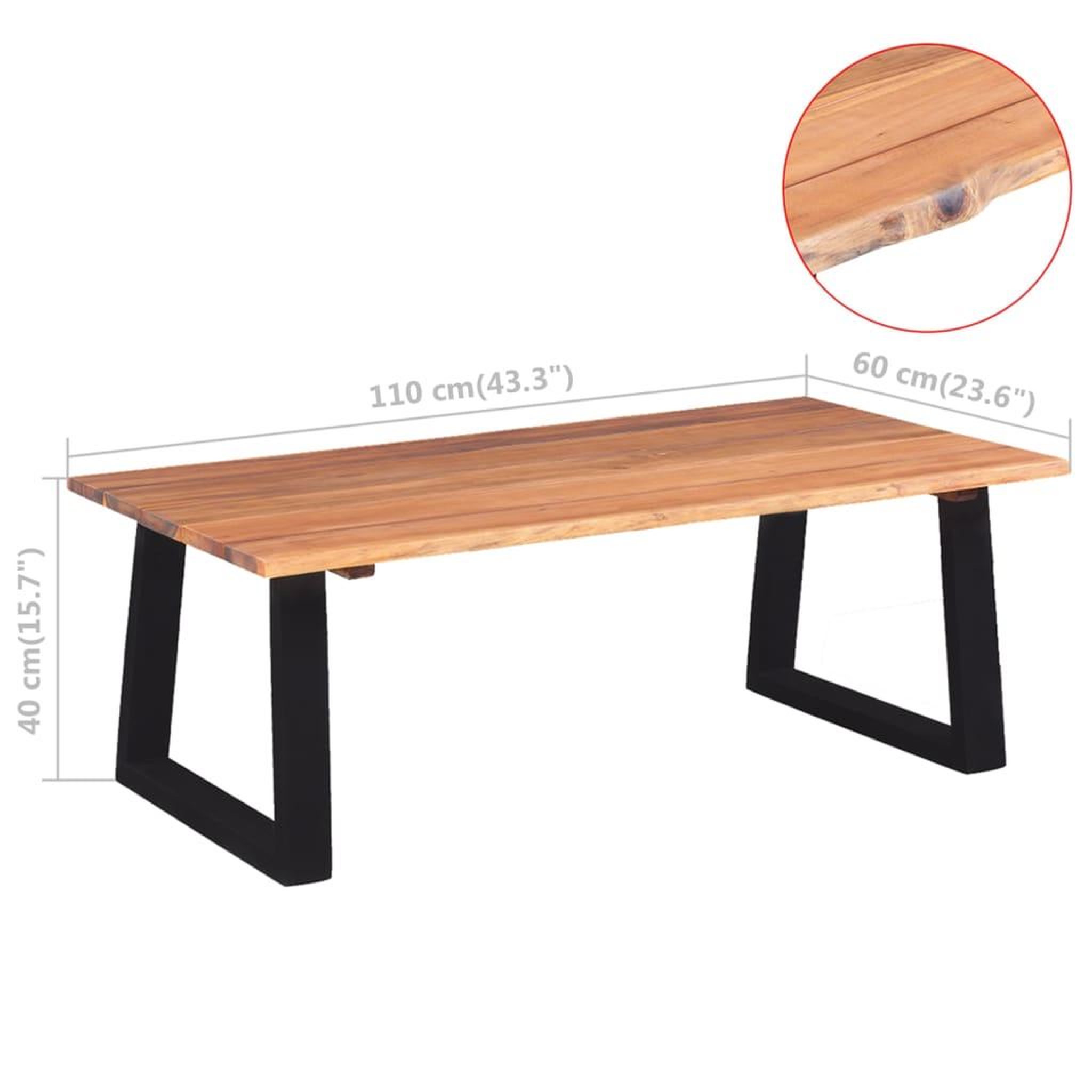 Voir la diapositive 6 : VIDAXL Table basse bois d'acacia massif 110x60x40 cm