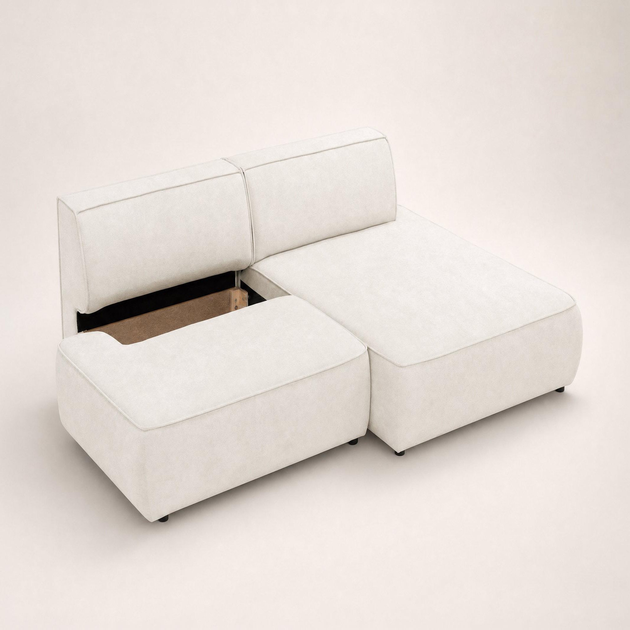 Voir la diapositive 5 : BEST MOBILIER Lisette - canapé d'angle droit 4 places convertible avec coffre en velours