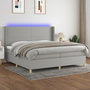 Voir la diapositive 1 : VIDAXL Sommier a lattes de lit matelas LED Gris clair 200x200 cm Tissu