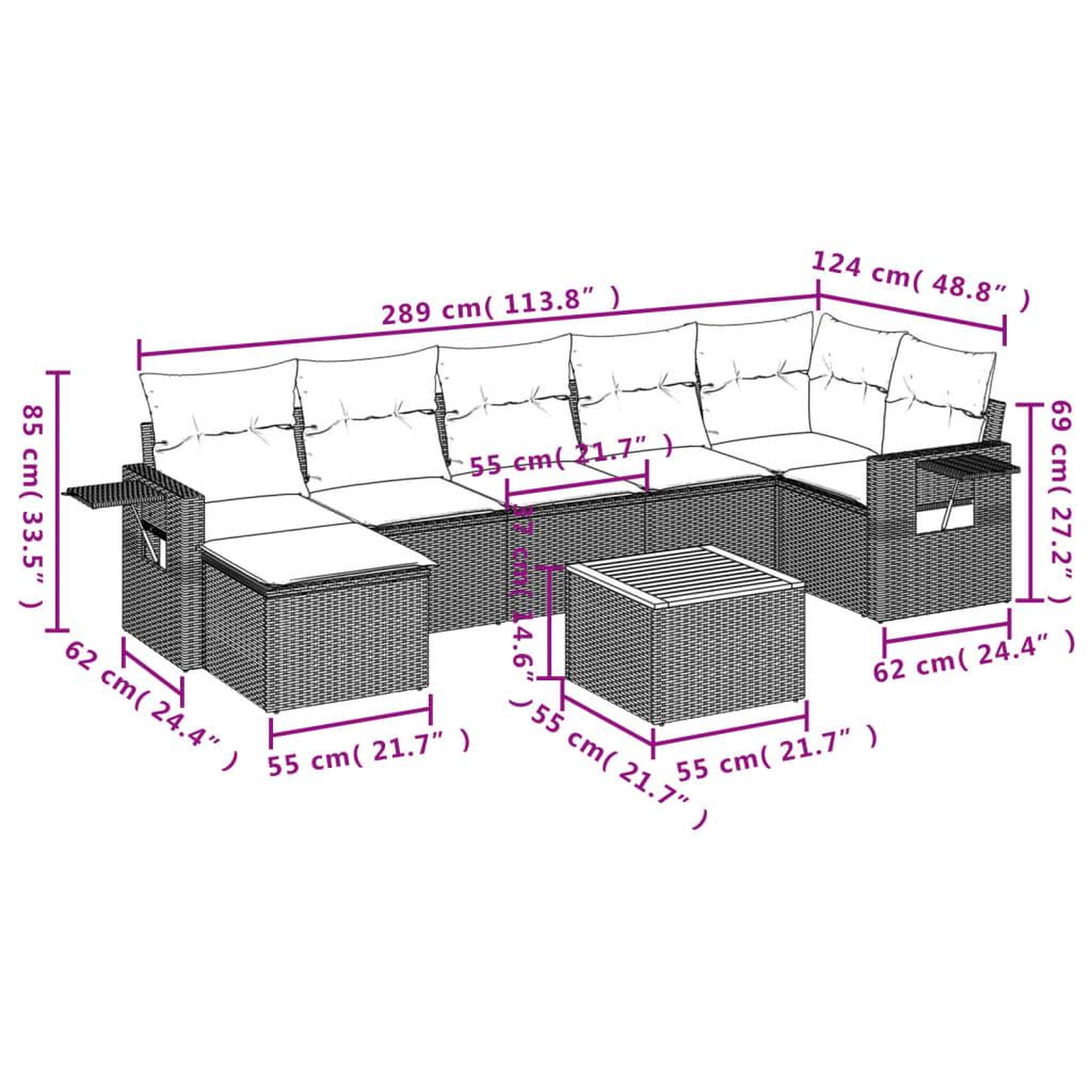 Voir la diapositive 3 : VIDAXL Salon de jardin 8 pcs avec coussins noir resine tressee