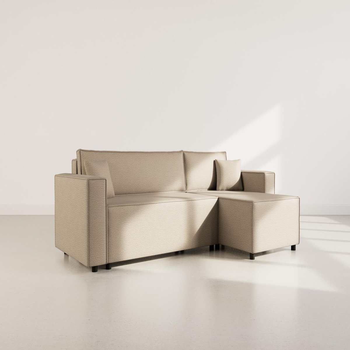 BEST MOBILIER Jonas - canapé d'angle réversible 4 places convertible avec coffre en tissu texturé