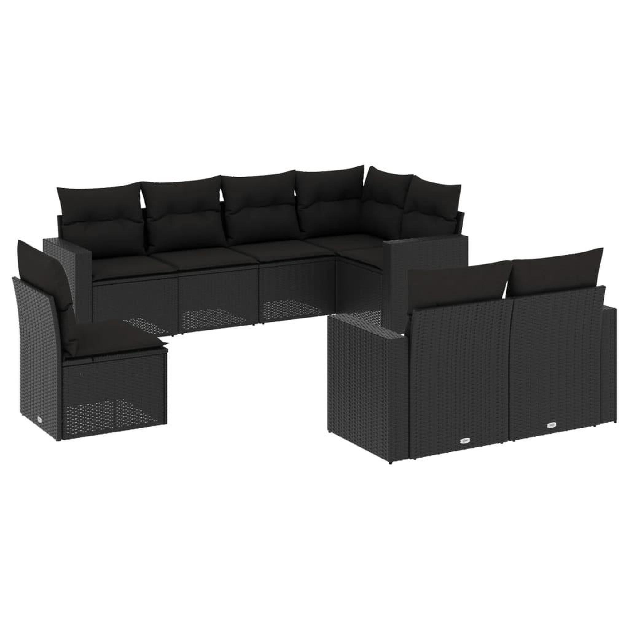 Voir la diapositive 2 : VIDAXL Salon de jardin 8 pcs avec coussins noir resine tressee