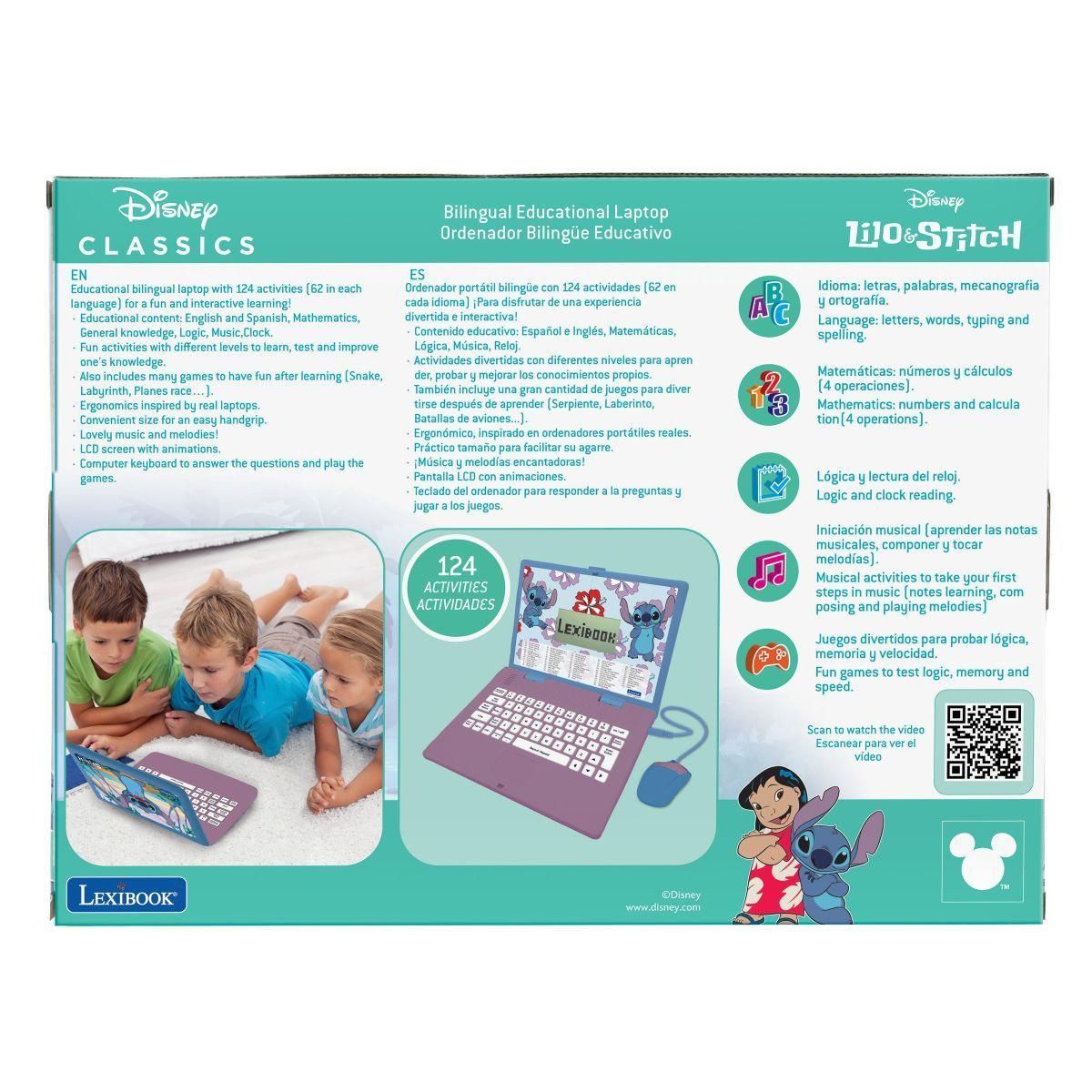 Lexibook Ordinateur portable éducatif bilingue Stitch (EN/ES)
