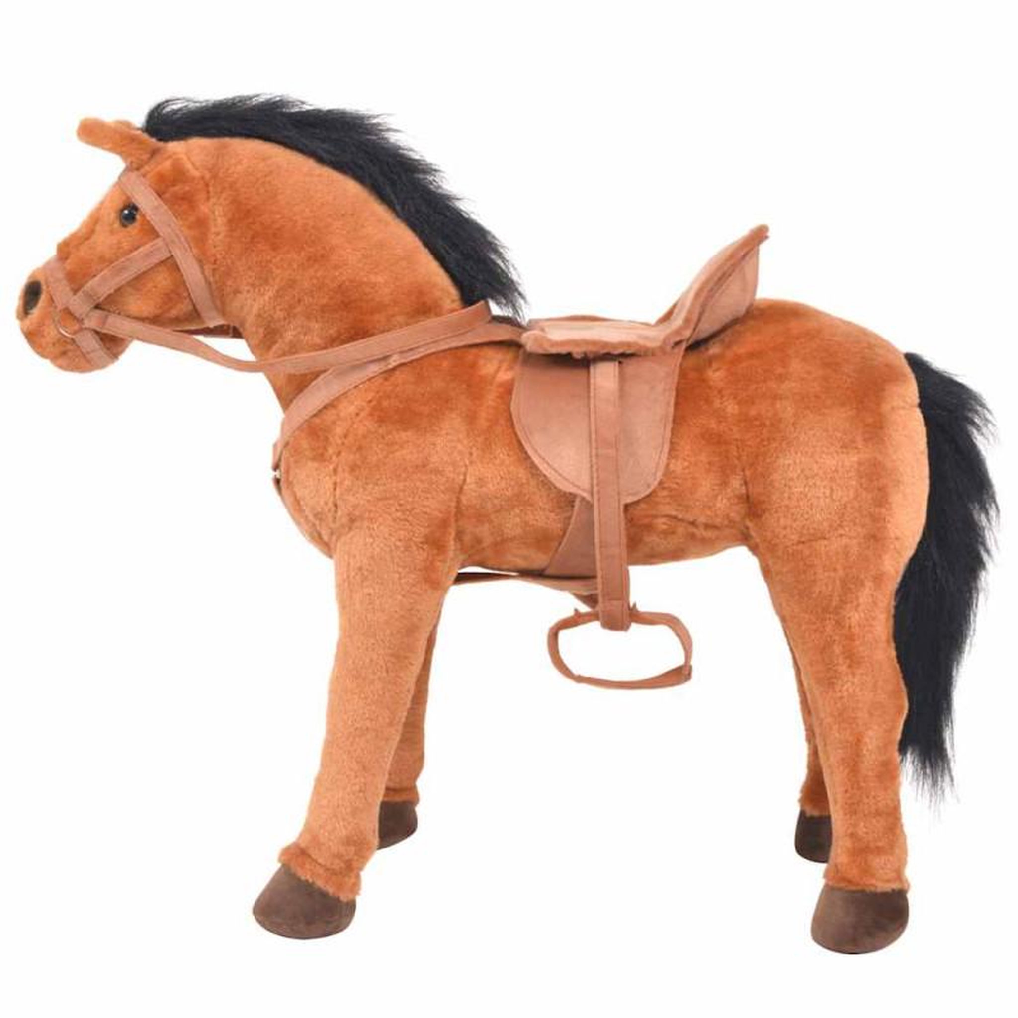 Voir la diapositive 2 : VIDAXL Jouet en peluche Cheval Marron