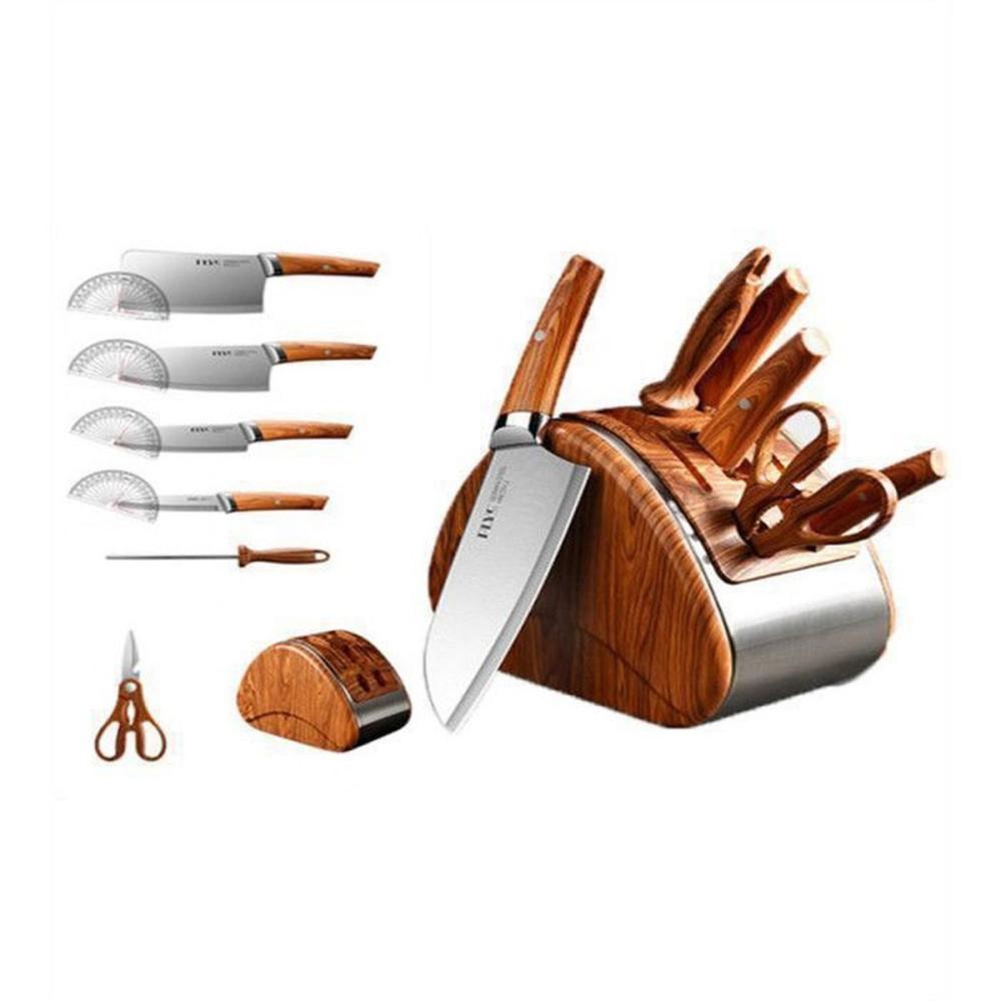 Coffret couteaux de cuisine 7 pièces avec bloc SONOOK acier inox 5CR15 finition miroir