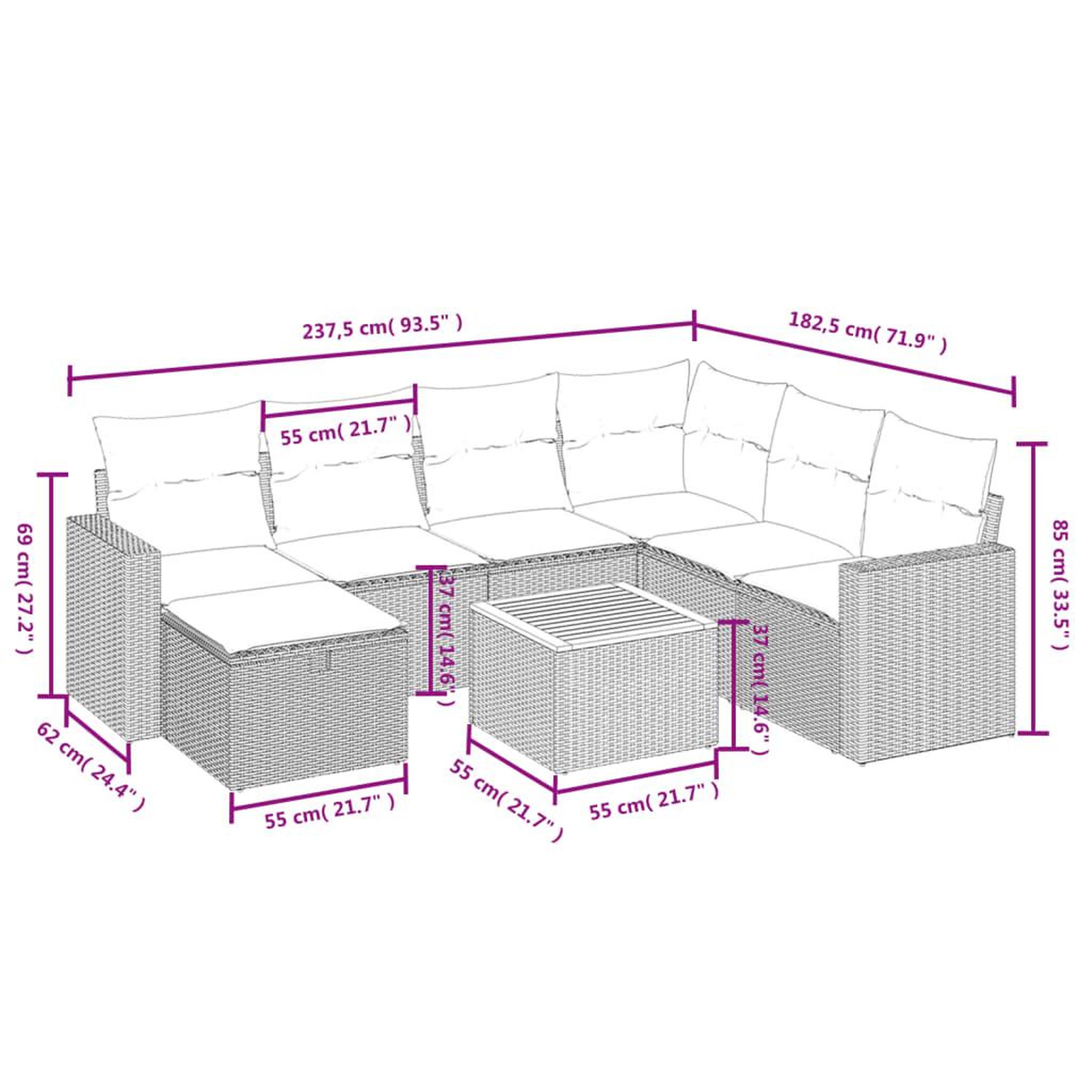 Voir la diapositive 5 : VIDAXL Salon de jardin 8 pcs avec coussins noir resine tressee
