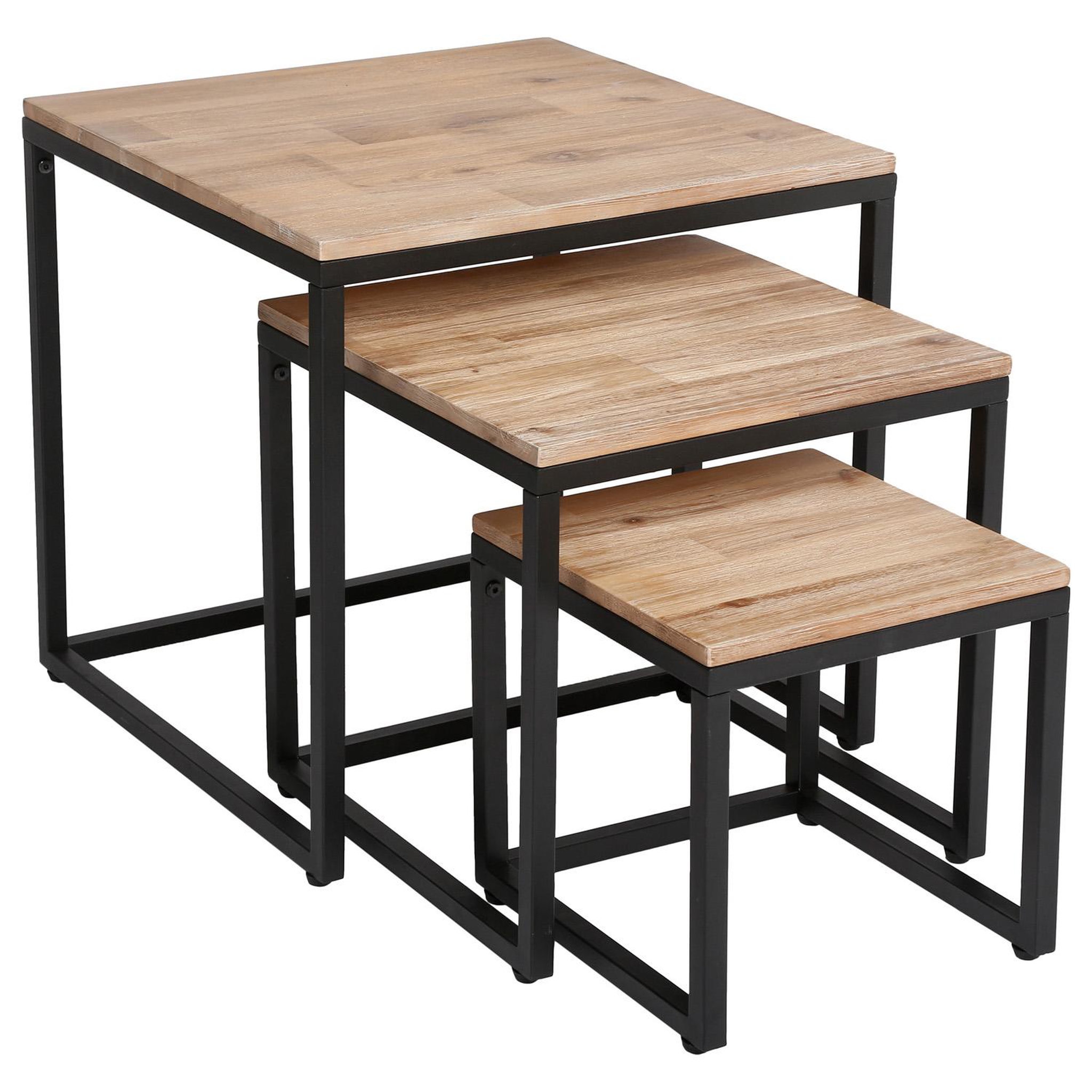 ATMOSPHERA 3 tables basses gigognes edena - 50 / 40 / 30 cm - noir et beige