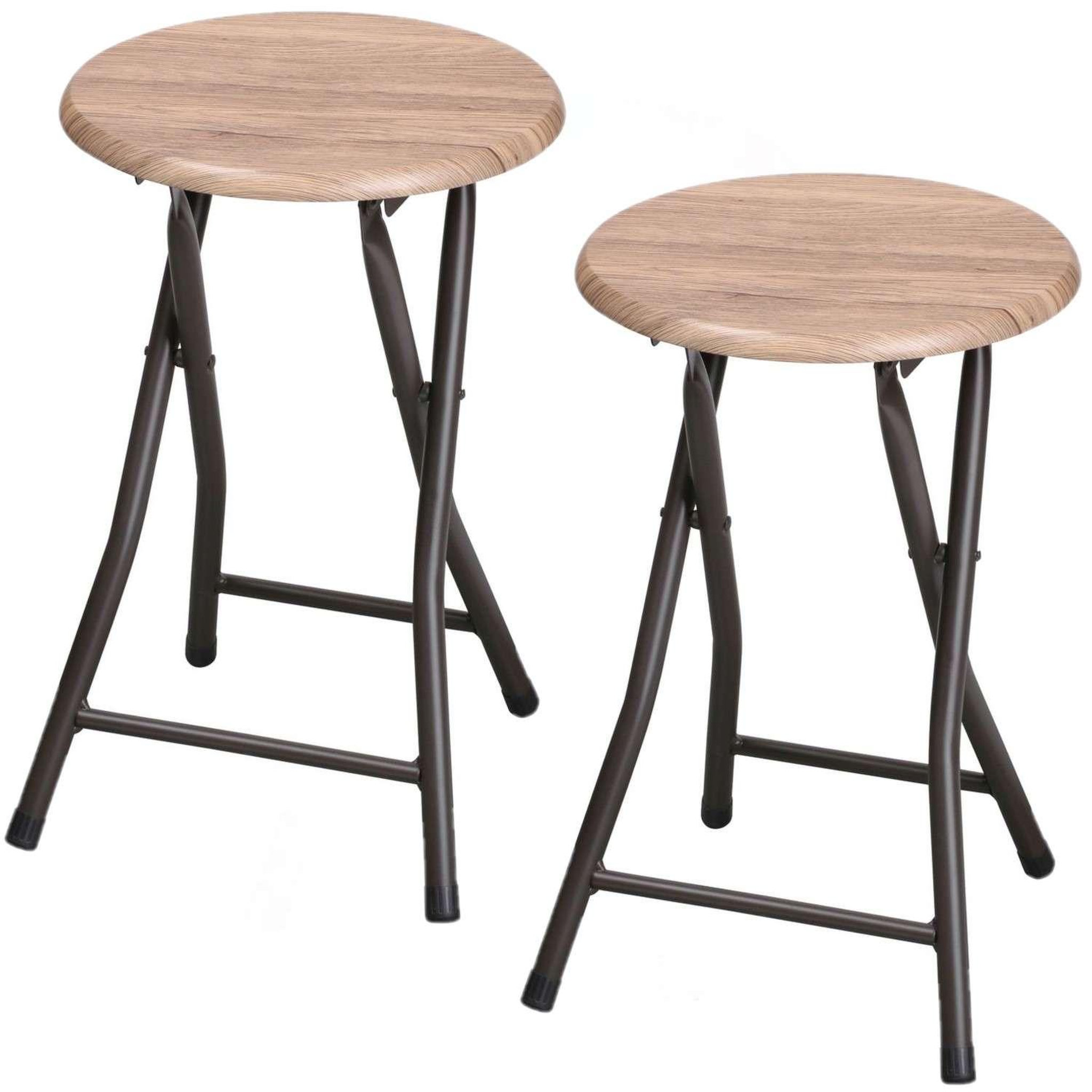 TOILINUX Lot de 2 tabourets d'appoint pliables industriel dock - noir