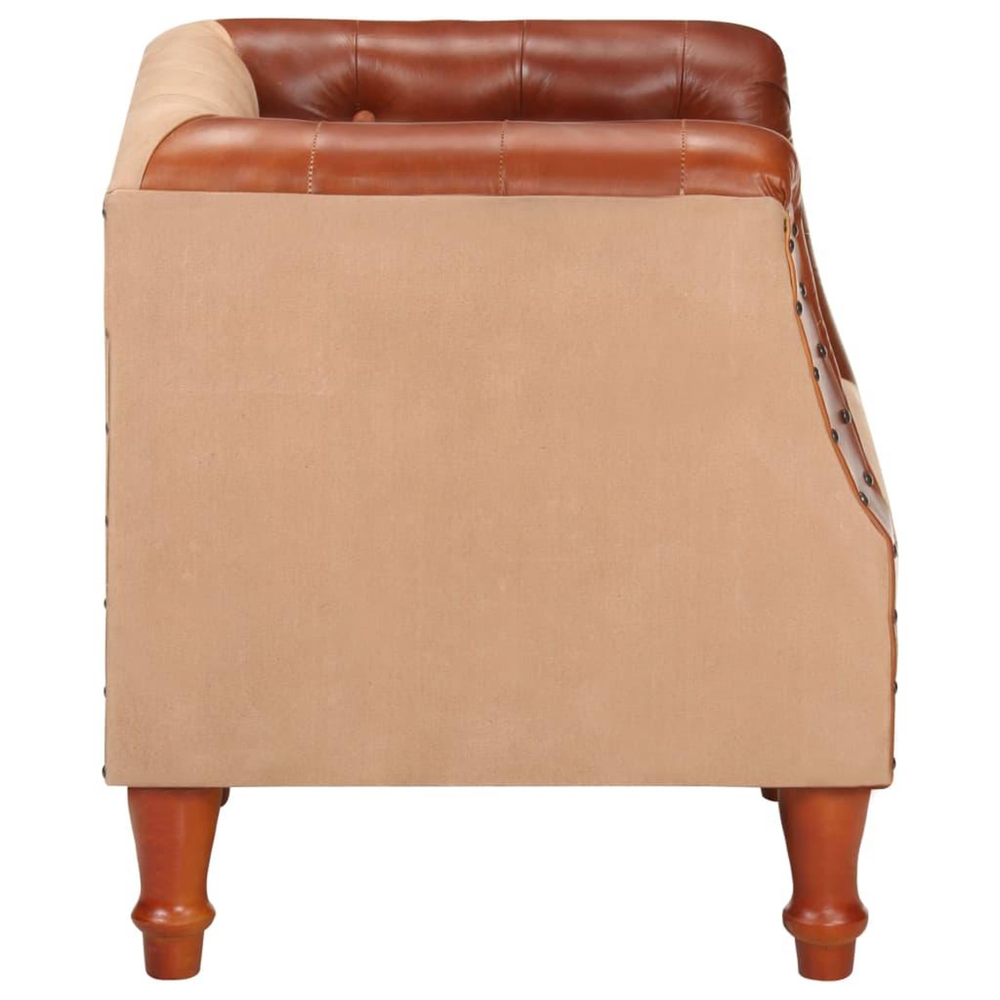 Voir la diapositive 3 : VIDAXL Chaise cabriolet marron cuir veritable bois de manguier massif