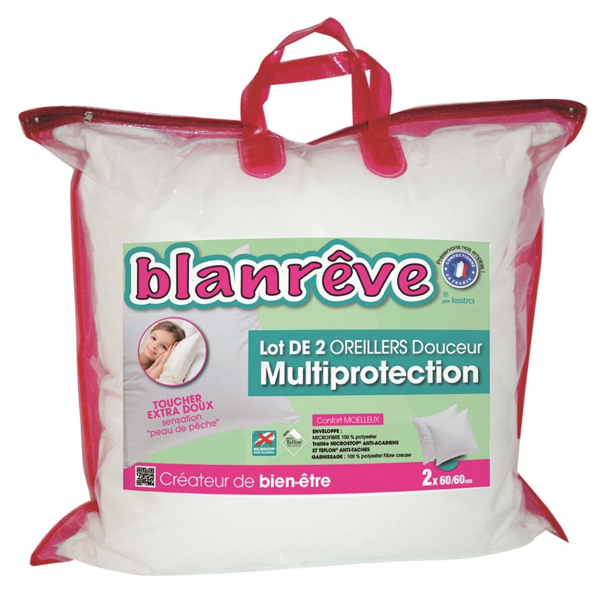 LESTRA Lot 2 oreillers multiprotection BLANREVE
