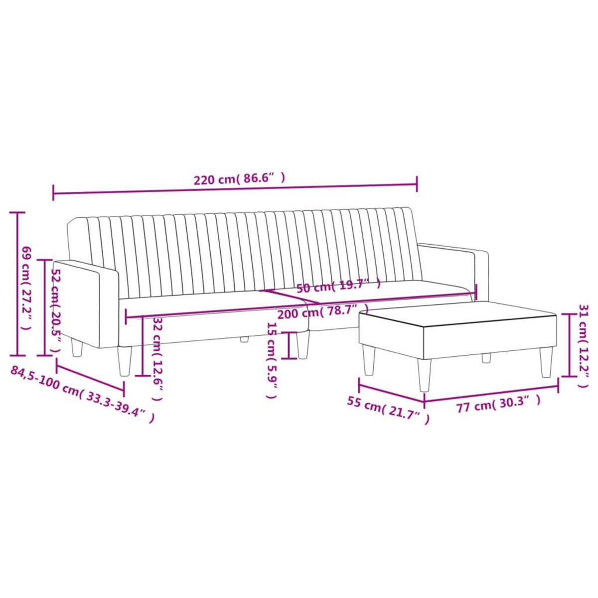 VIDAXL Ensemble de canapes 2 pcs noir velours