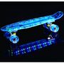 Voir la diapositive 1 : CDTS Skateboard RETRO avec enceinte Bluetooth et plateau lumineux transparent - Bleu