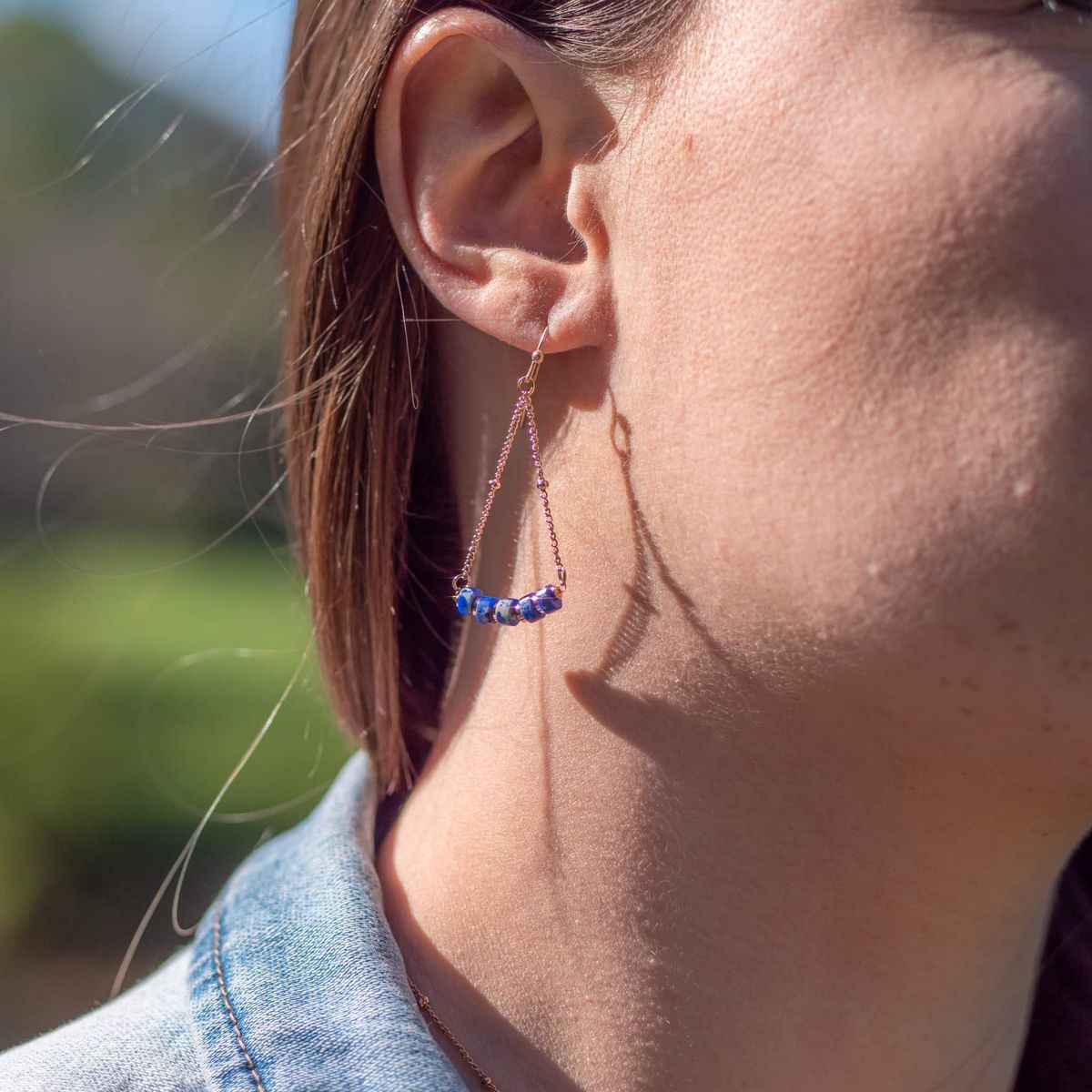 SLOYA Boucles d'oreilles Piana en pierres Lapis-lazuli