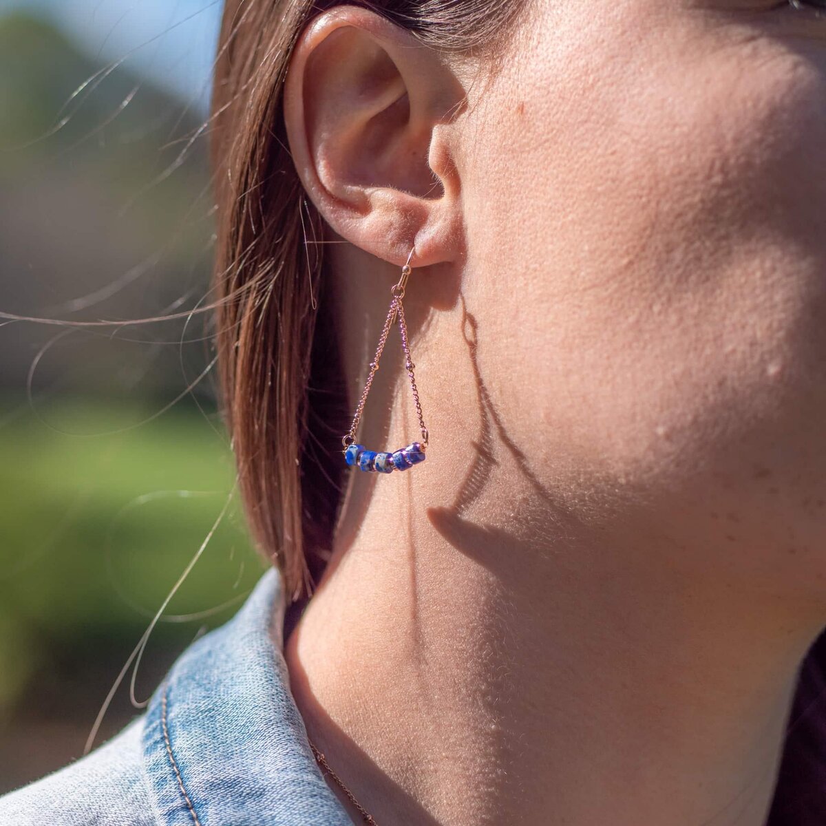 SLOYA Boucles d'oreilles Piana en pierres Lapis-lazuli