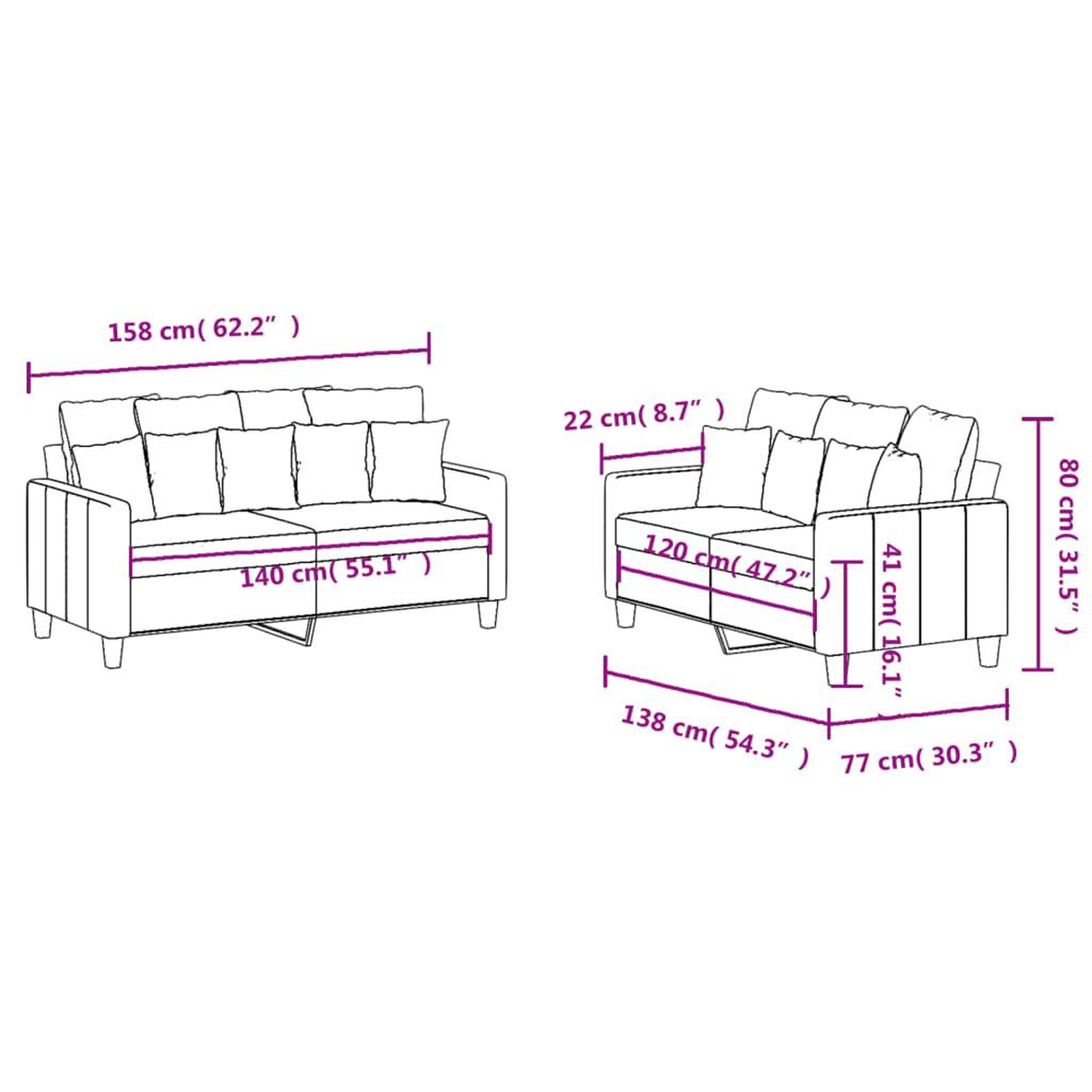 Voir la diapositive 6 : VIDAXL Ensemble de canapes 2 pcs avec coussins Creme Tissu