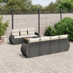 VIDAXL Salon de jardin 8 pcs avec coussins noir resine tressee