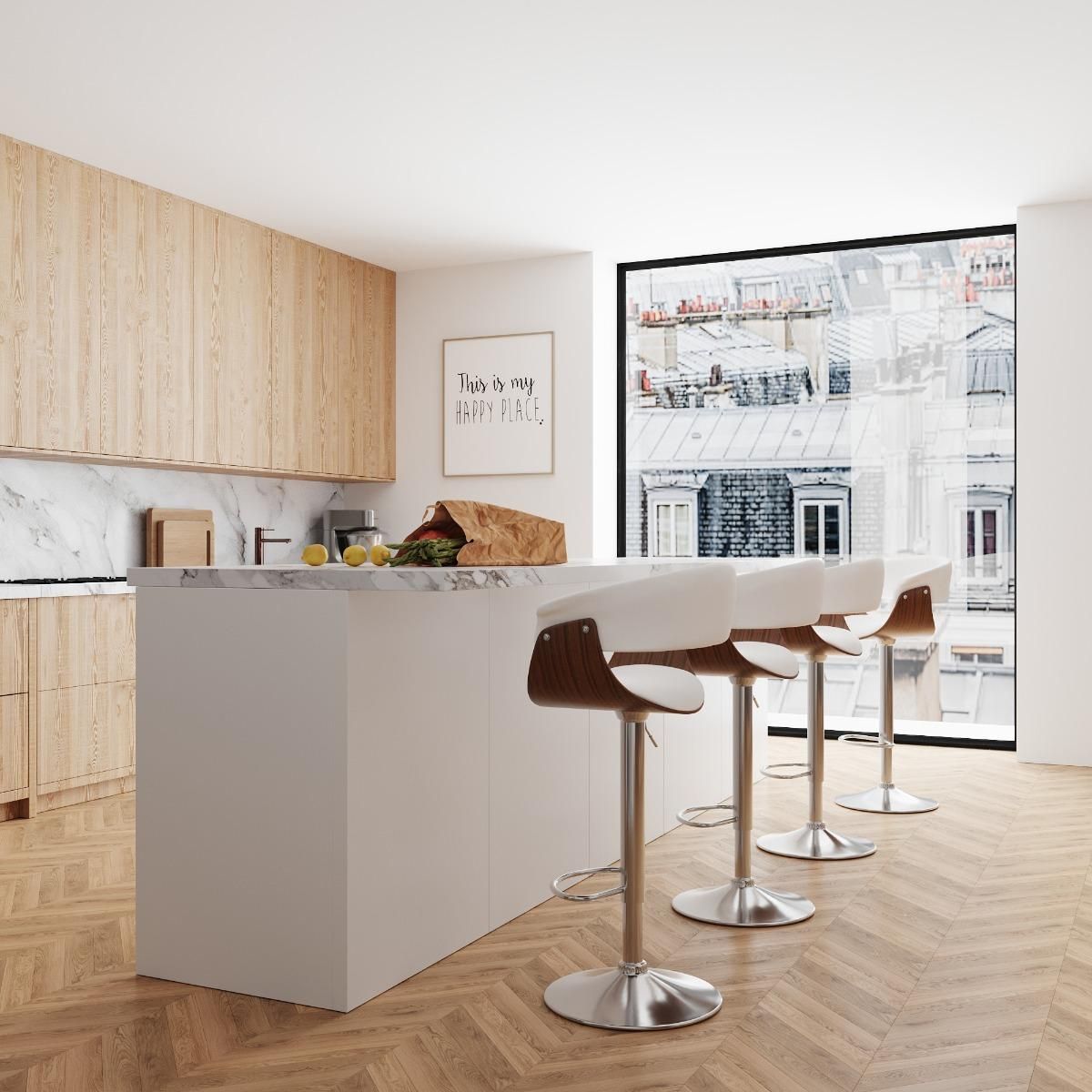 Rendez vous déco Chaise de bar réglable et pivotante 59/81 cm en cuir synthétique noir - Basile